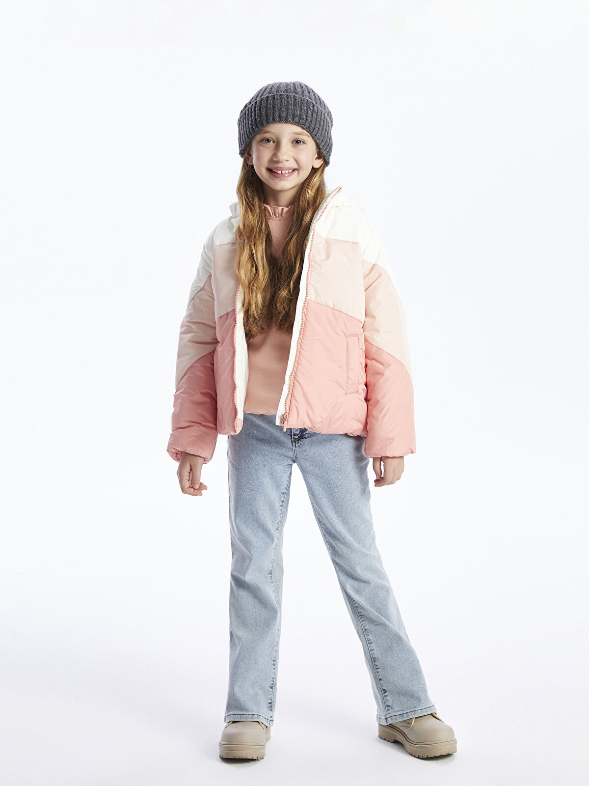 LCW Kids Hooded Color Block Girl Inflatable Coat -W32192Z4