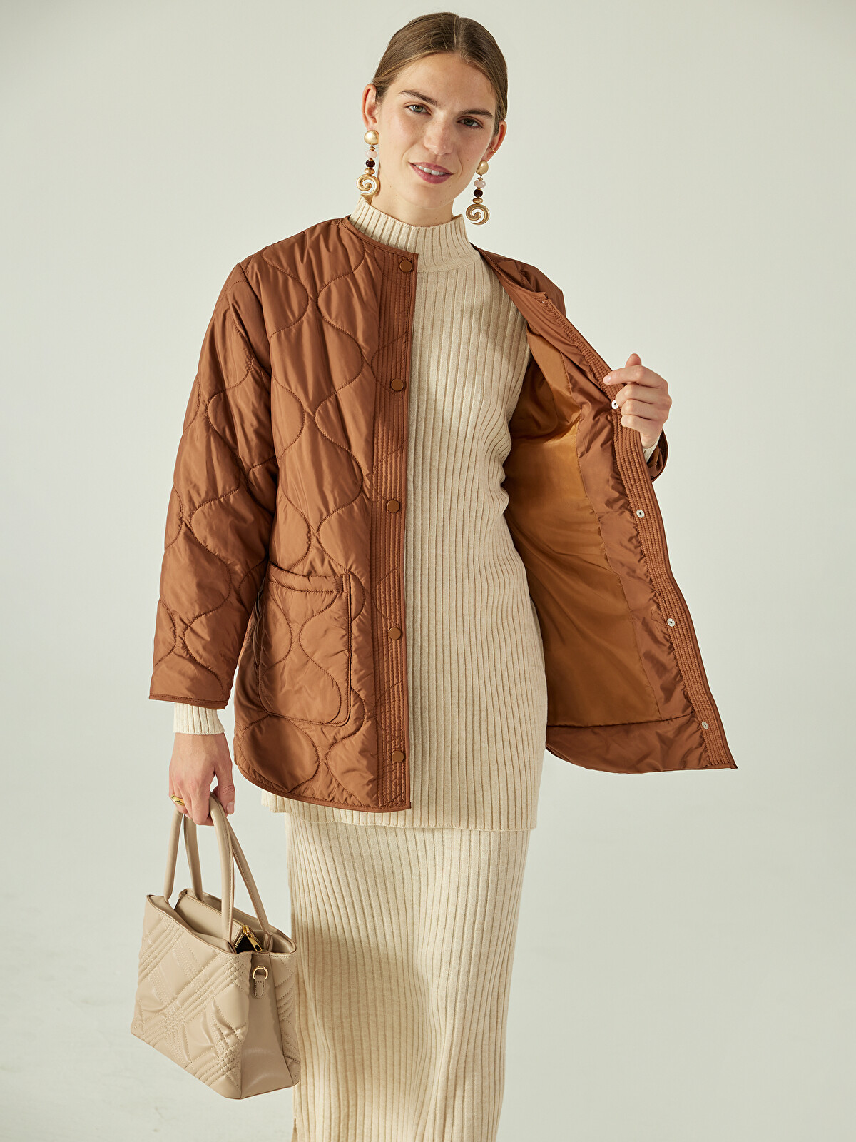 マリモ Kadın Oversize Fit Kapüşonlu Kapitone Mor Mont BF5326-6PI | Lacoste