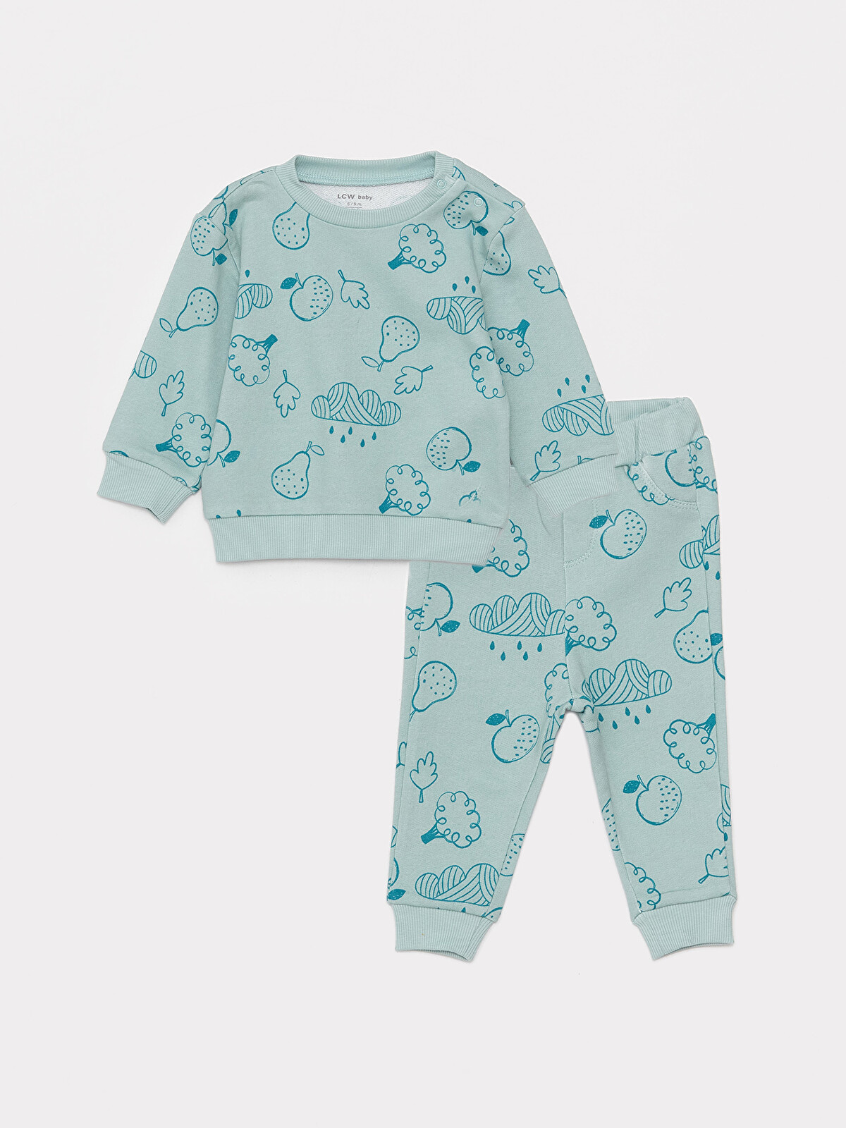 LCW baby Bisiklet Yaka Baskılı Erkek Bebek Sweatshirt ve Eşofman