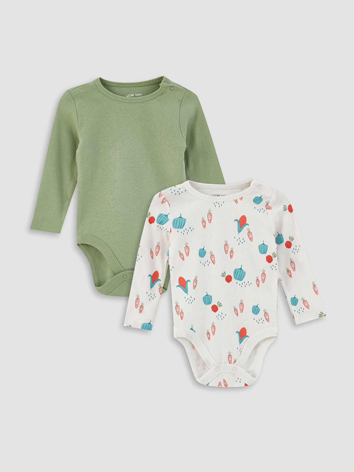 LCW baby Crew Neck Printed Baby Boy Bodysuit With Snap Crotch 2