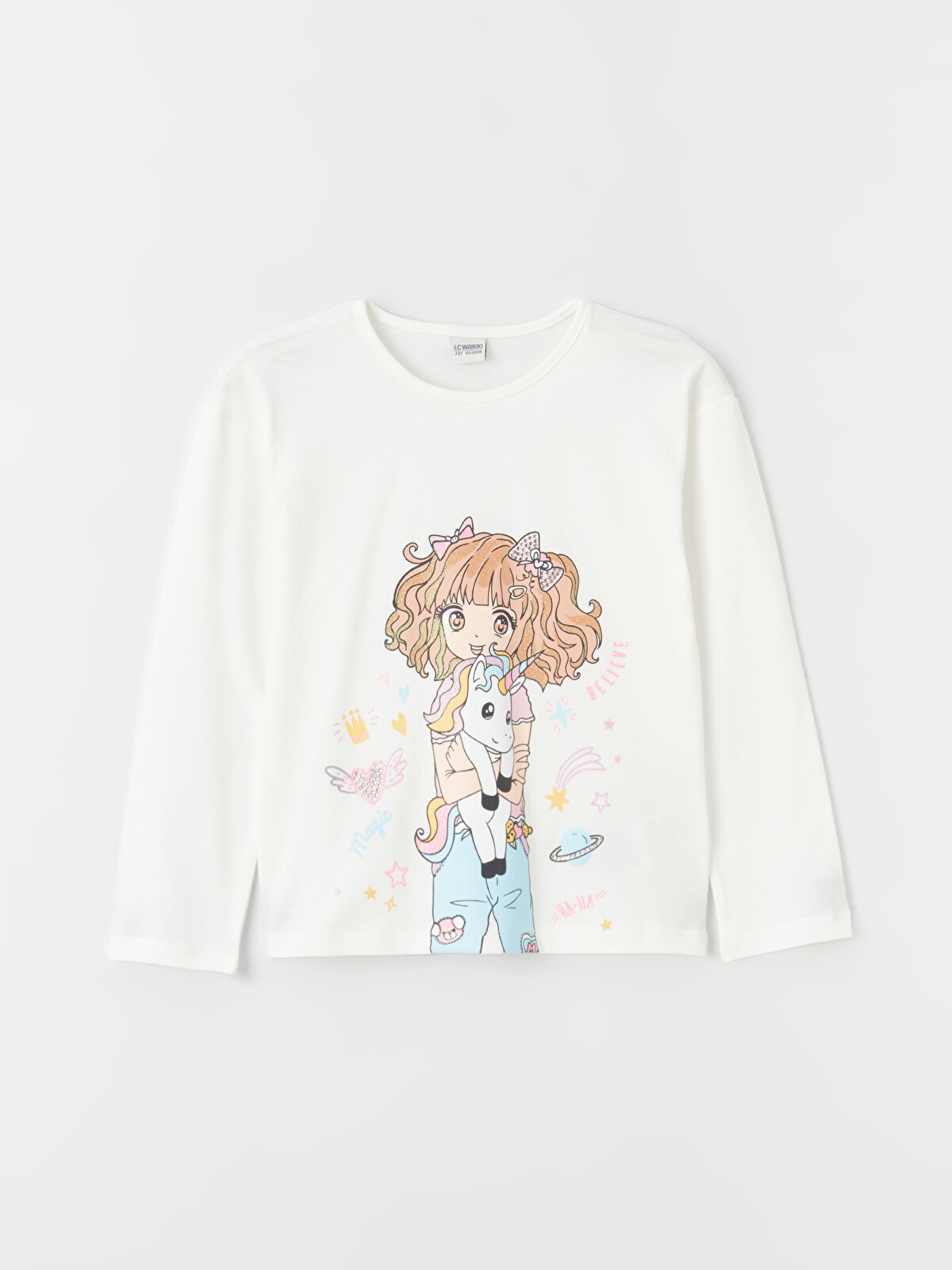縷縷夢兎 fairy printed long sleeve tee LCW Kids Crew Neck Printed Long Sleeve Girls' T-Shirt - W33754Z4