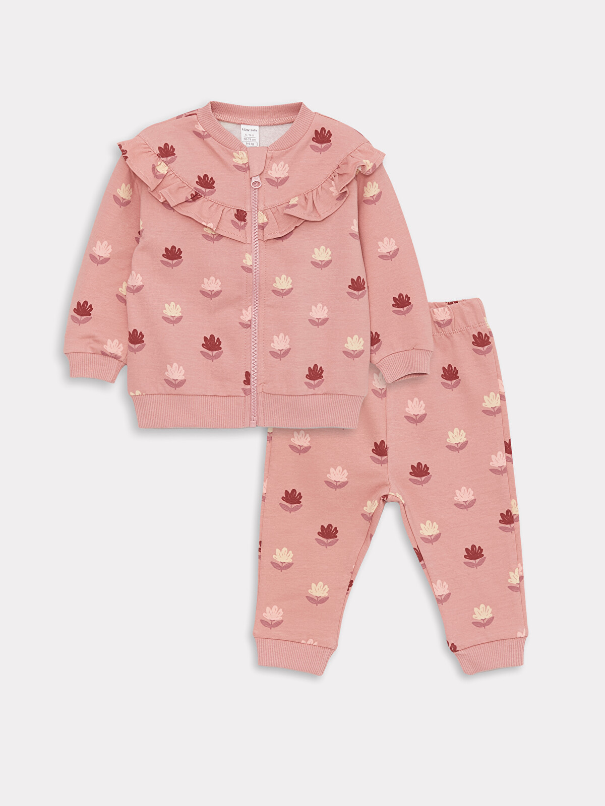 LCW baby Baby Girl Zip-up Sweatshirt And Sweatpants 2-pack Set