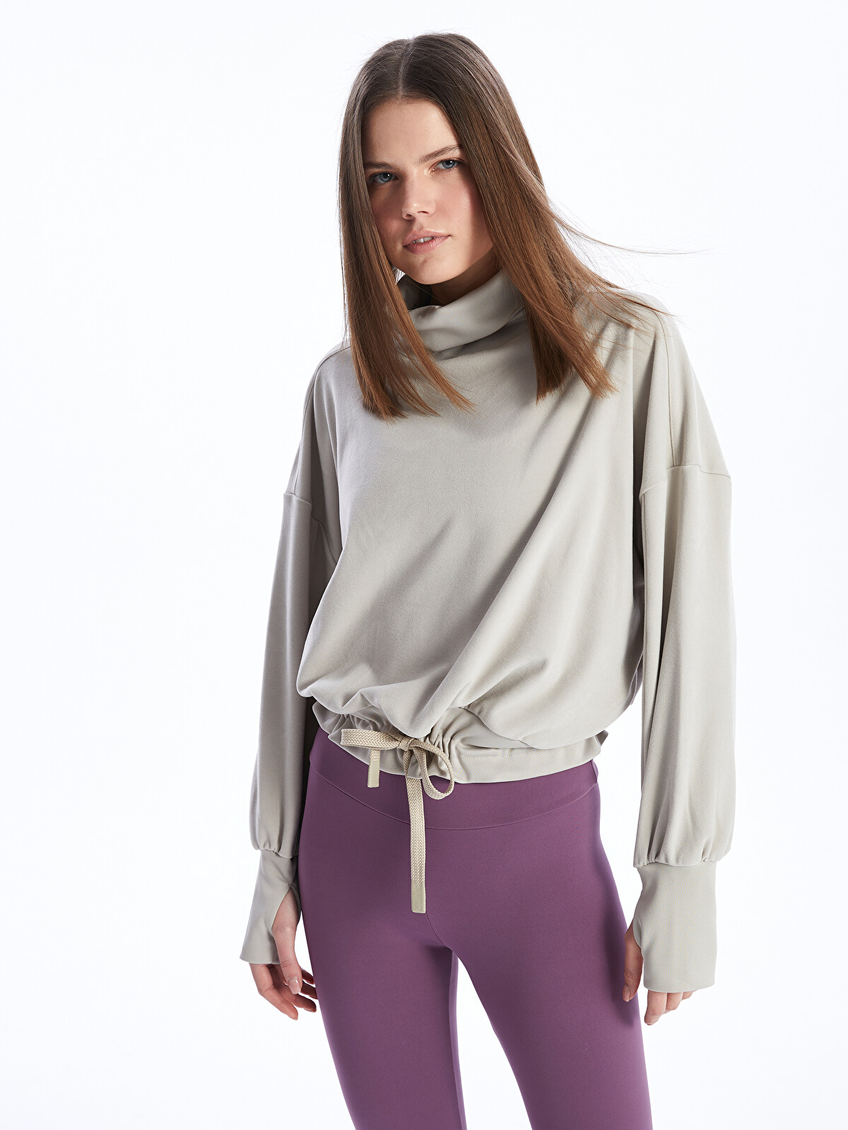 XSIDE ACTIVE Balıkçı Yaka Düz Uzun Kollu Oversize Kadın Sweatshirt
