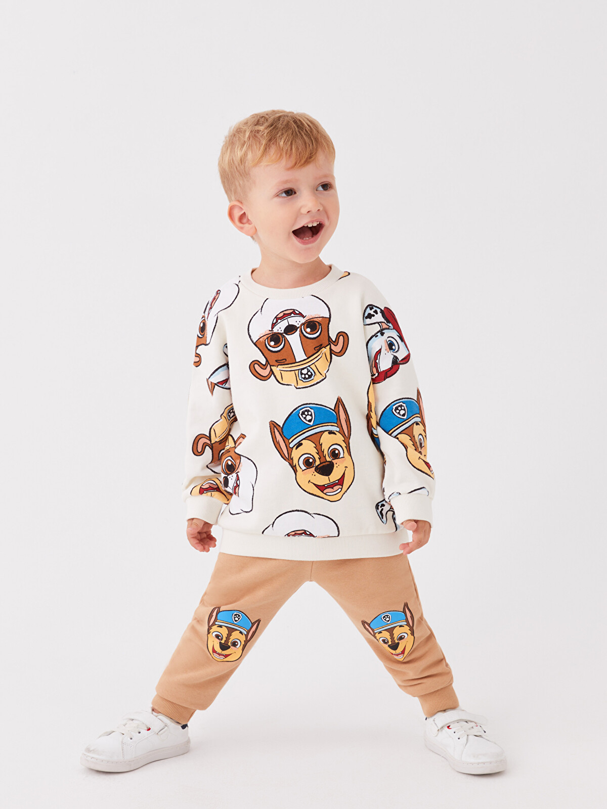 LCW baby Ekru Bisiklet Yaka Paw Patrol Baskılı Erkek Bebek 2'li