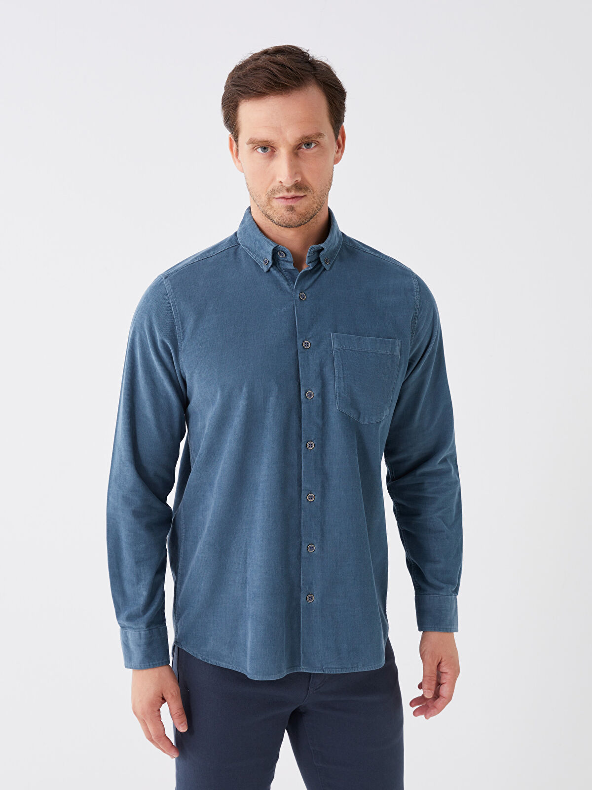 LCWAIKIKI Classic Regular Fit Long Sleeve Velvet Men's Shirt