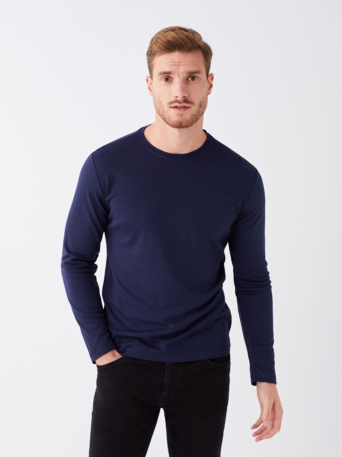 ENNOY CREW NECK LS T-SHIRTS NAVY サイズL LCWAIKIKI Classic Crew Neck Long Sleeve Men's T-Shirt