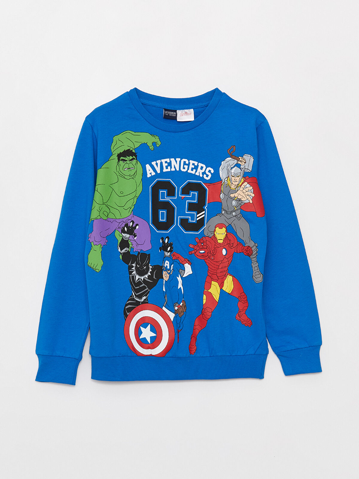 LCW Kids Bisiklet Yaka Avengers Baskılı Uzun Kollu Erkek Çocuk