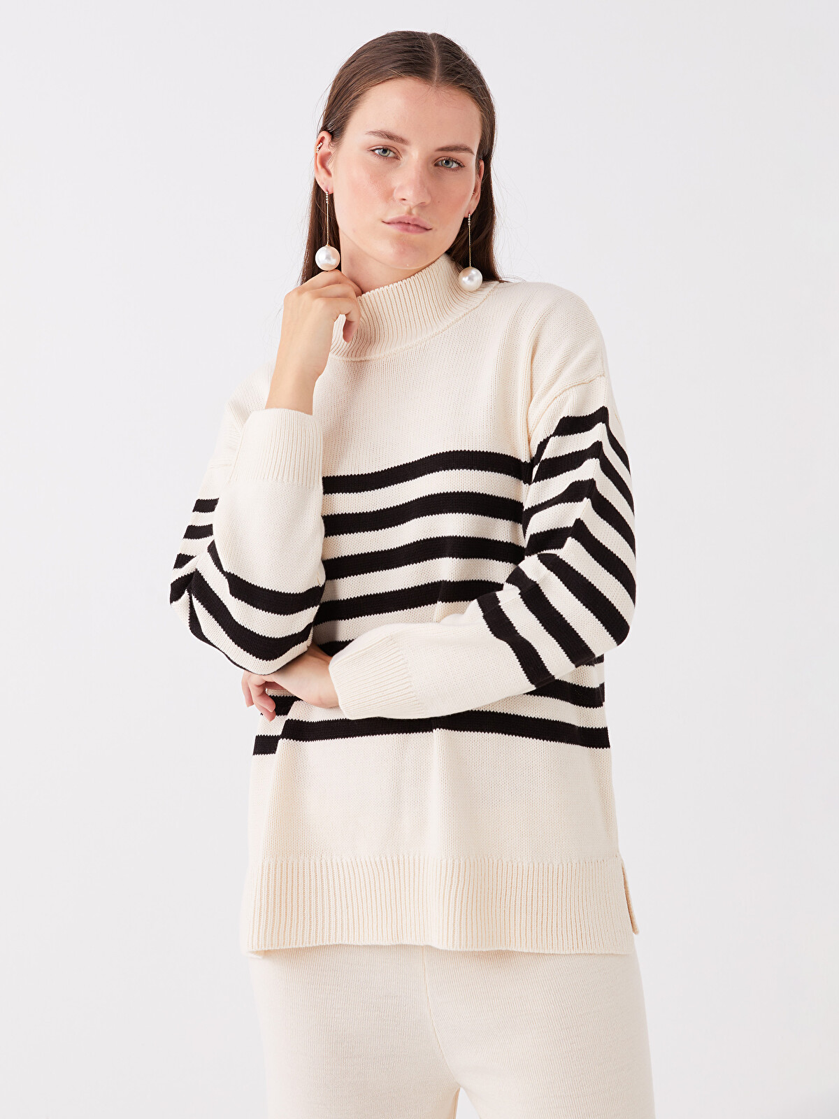 LCWAIKIKI Classic Half Turtleneck Striped Long Sleeve Women's