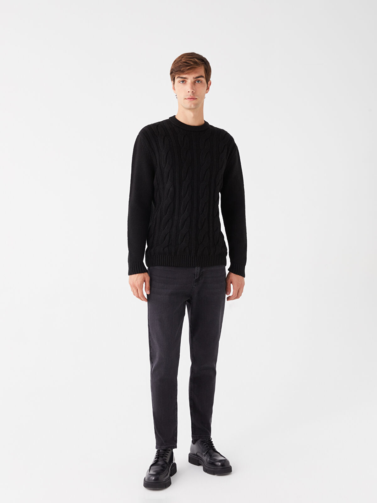 XSIDE Siyah Bisiklet Yaka Erkek Triko Kazak - W37212Z8-CVL | LCW