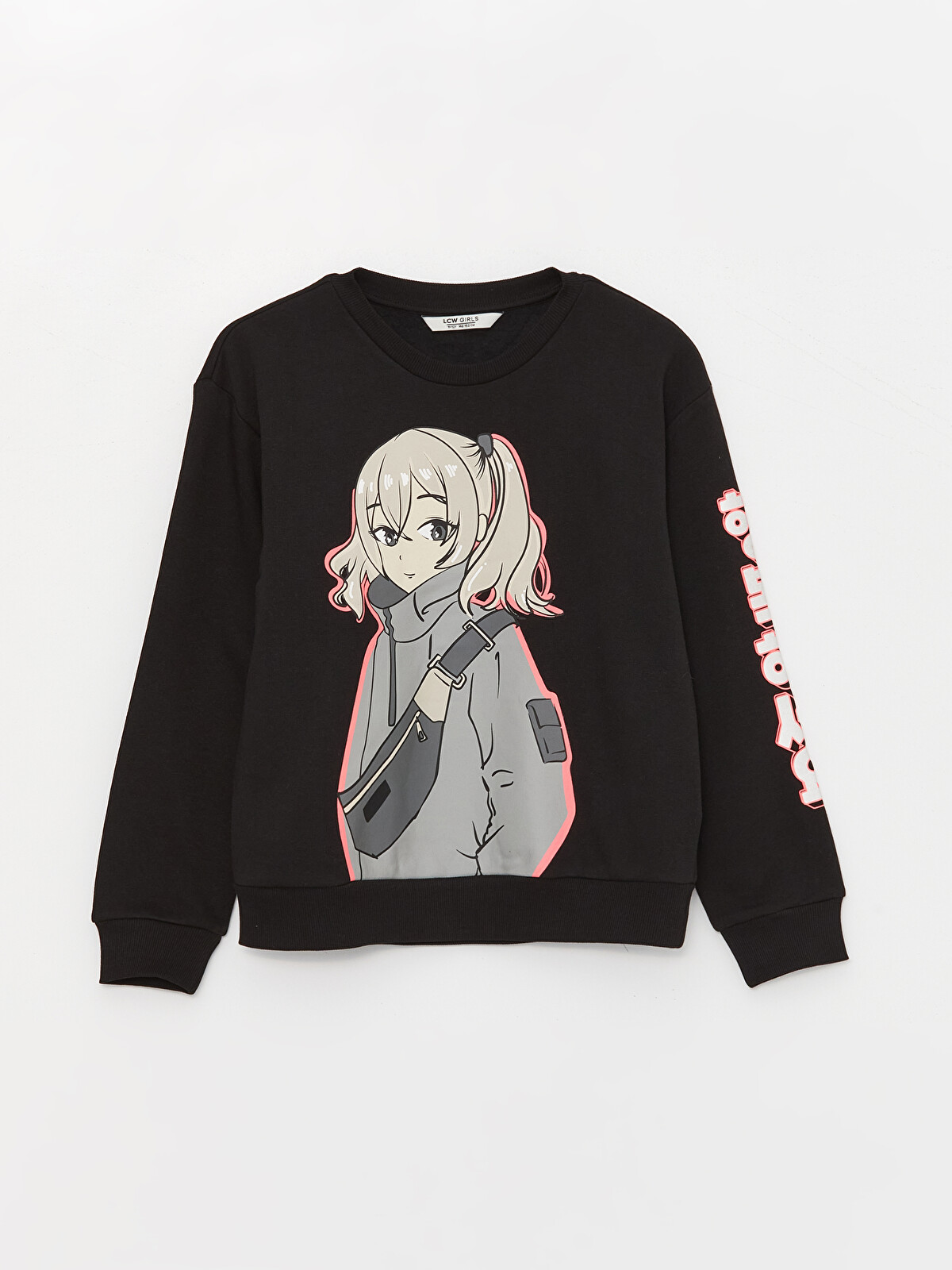 LCW Kids Crew Neck Printed Long Sleeve Girls' Sweatshirt