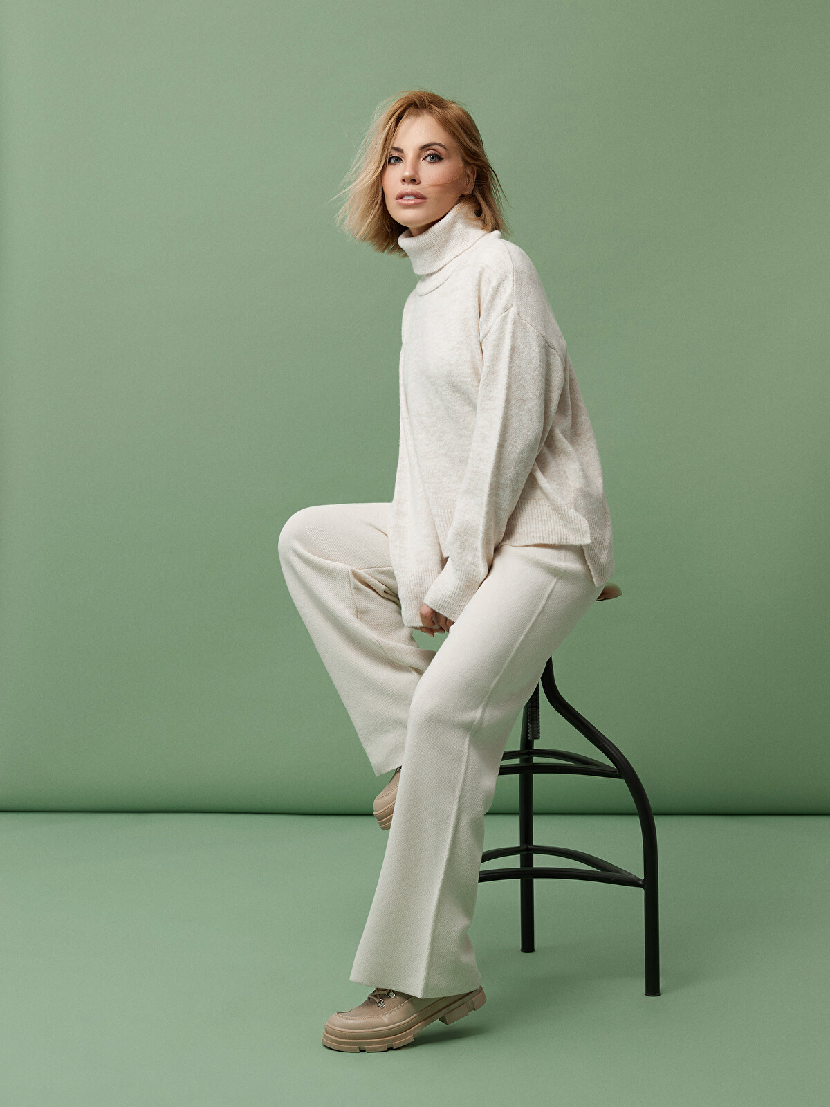 LCW Vision Slim Fit Elastic Waist Palazzo Women's Knit Pants
