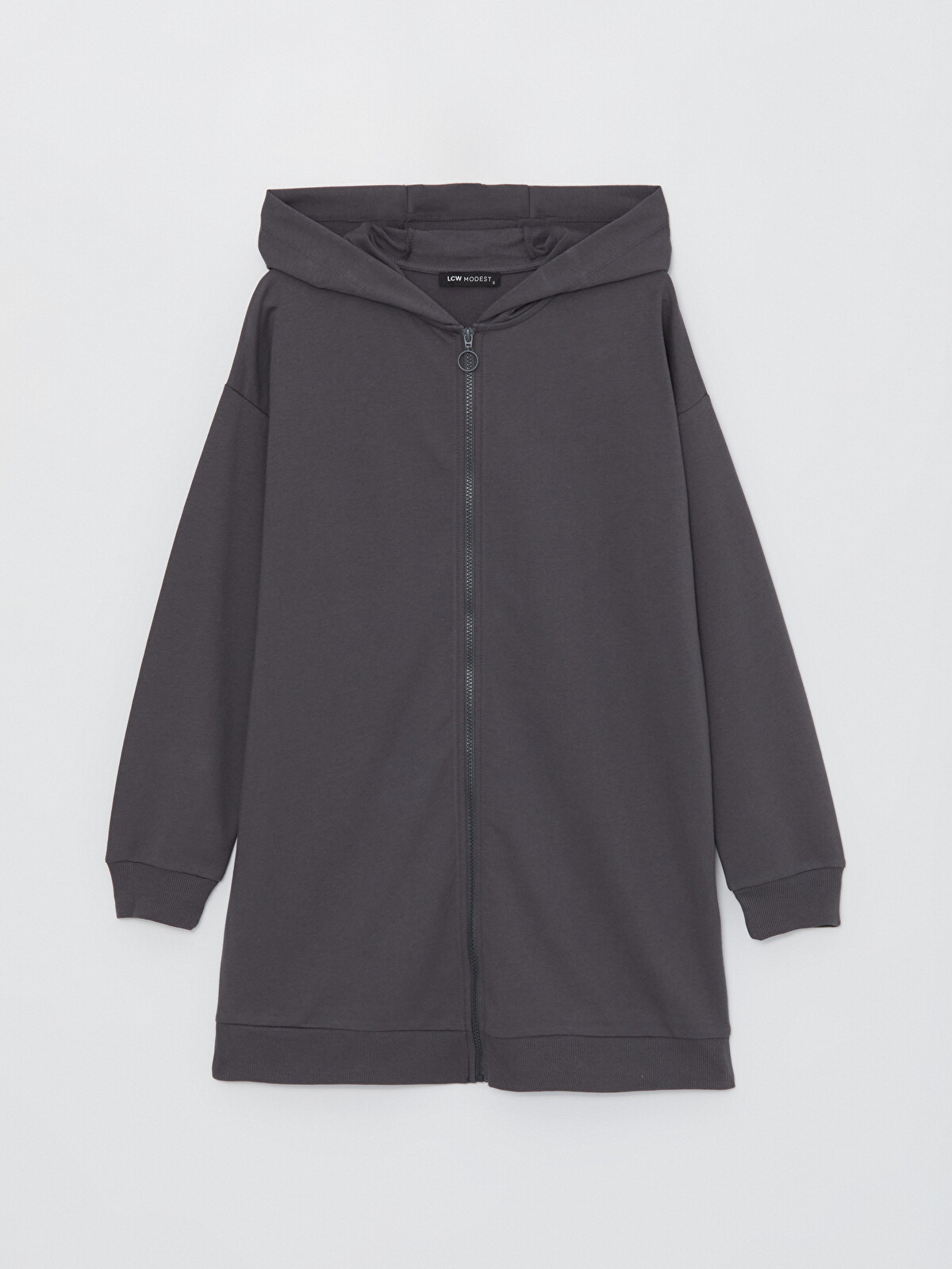 LCW Modest Kapüşonlu Oversize Kadın Fermuarlı Sweatshirt