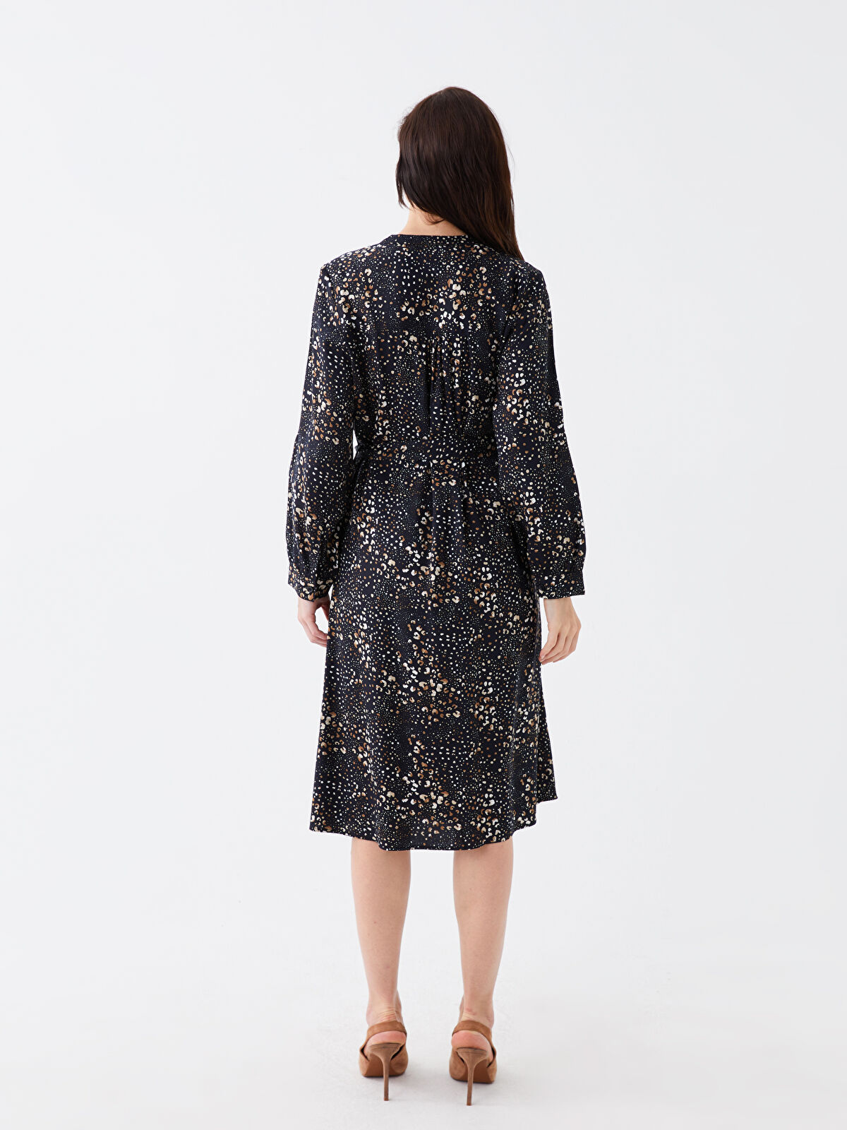 LCW Grace Notch Neck Patterned Long Sleeve Women's Shirt