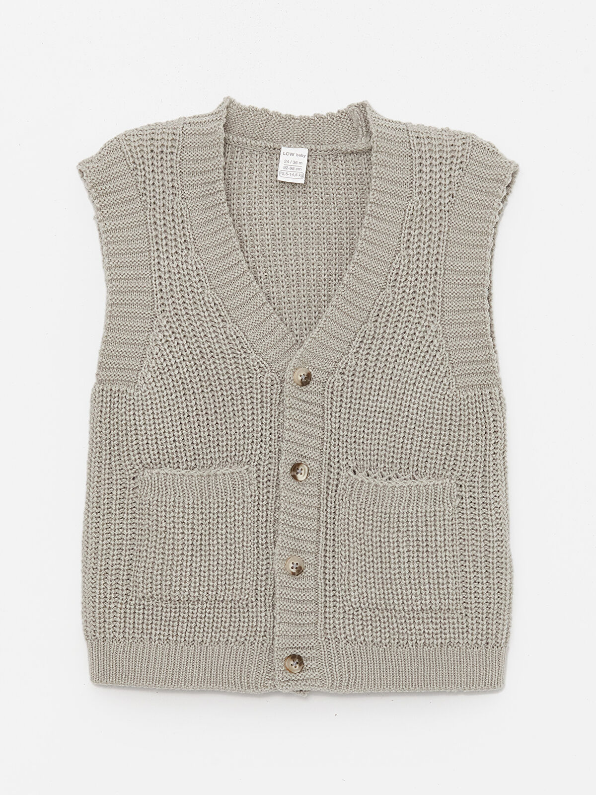 LCW baby Antrasit V Yaka Erkek Bebek Triko Yelek - W3AR12Z1-L8N | LCW