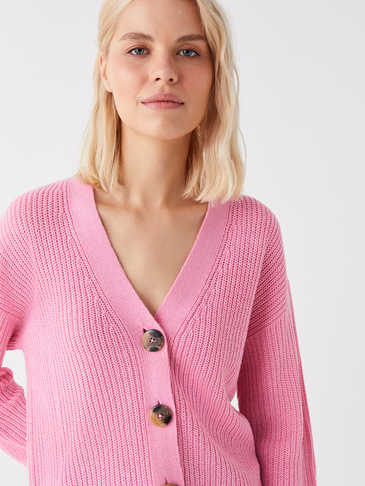LCW Vision V Neck Women's Knitwear Cardigan - W3AV04Z8-FLY | LC