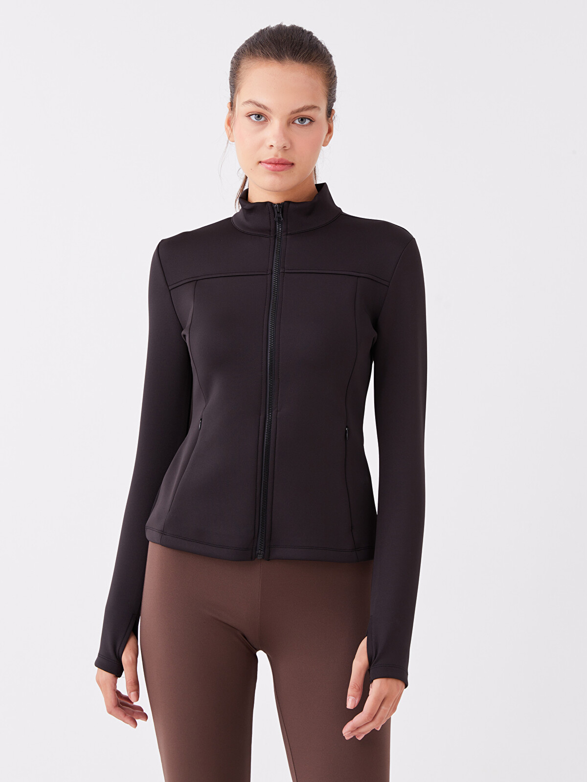 XSIDE Siyah Dik Yaka Kadın Fermuarlı Sweatshirt - W3CQ92Z8-CVL | LCW