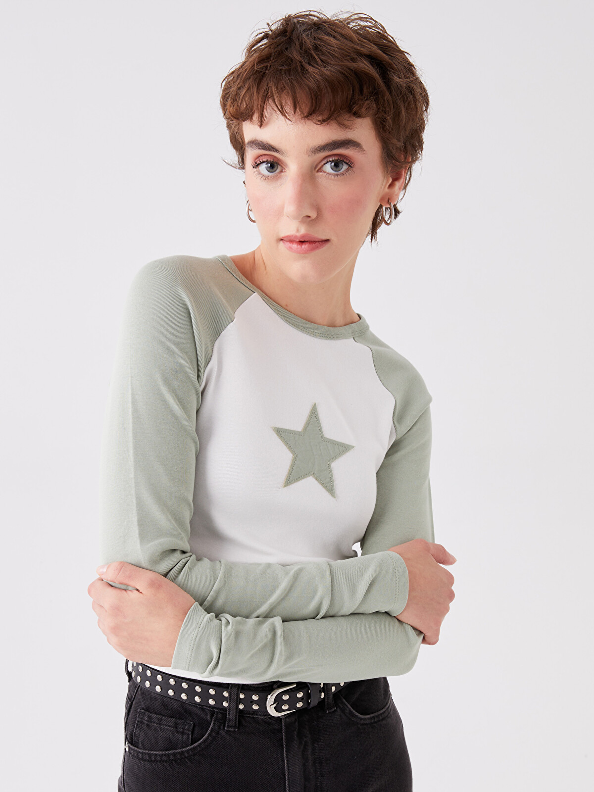 Forbidden Kn0wledge long sleeve tops 新品 XSIDE Crew Neck Printed Long Sleeve Women's T-shirt - W3CV37Z8-R9J