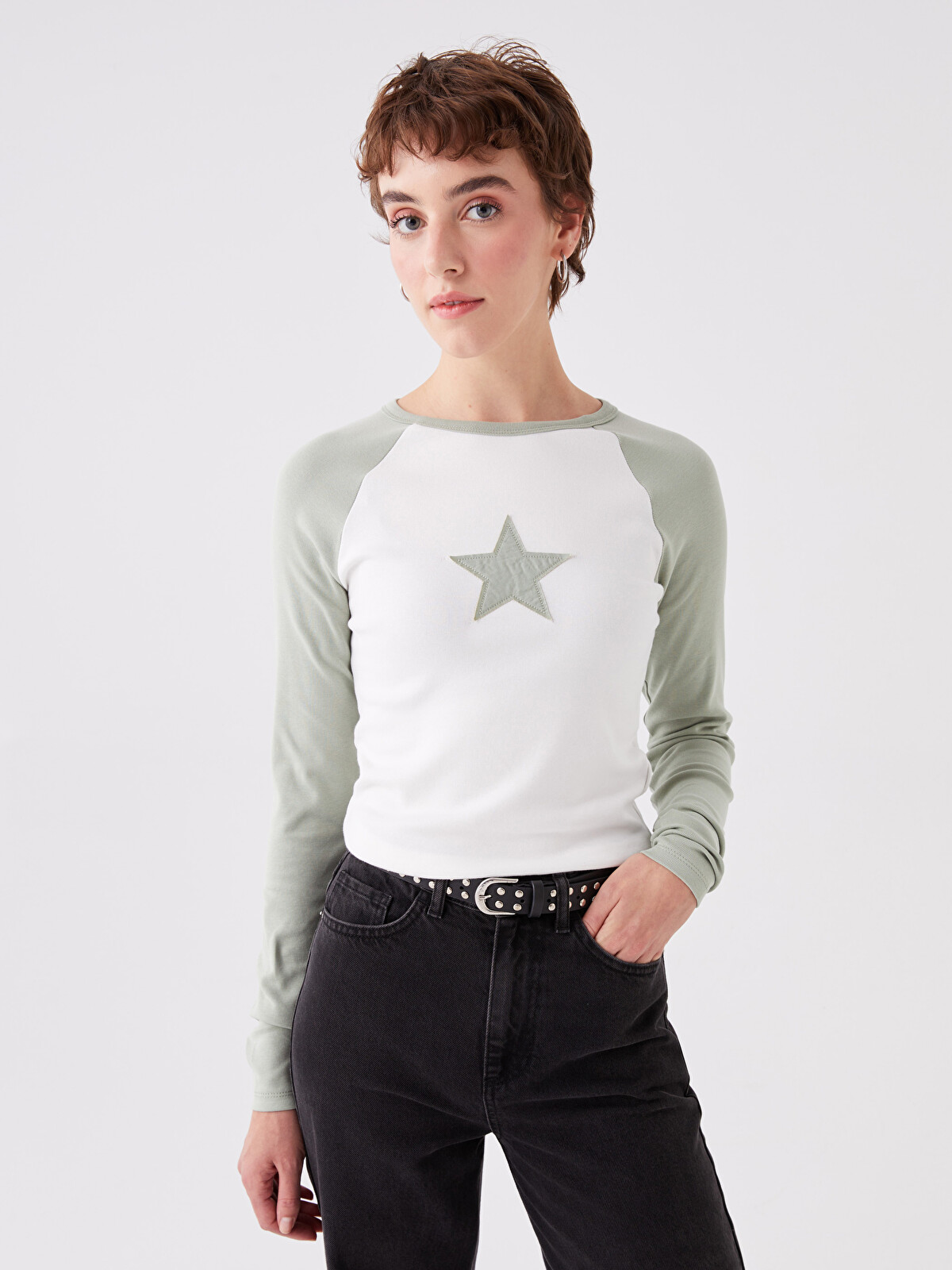 XSIDE Crew Neck Printed Long Sleeve Women's T-Shirt - W3CV37Z8-R9J