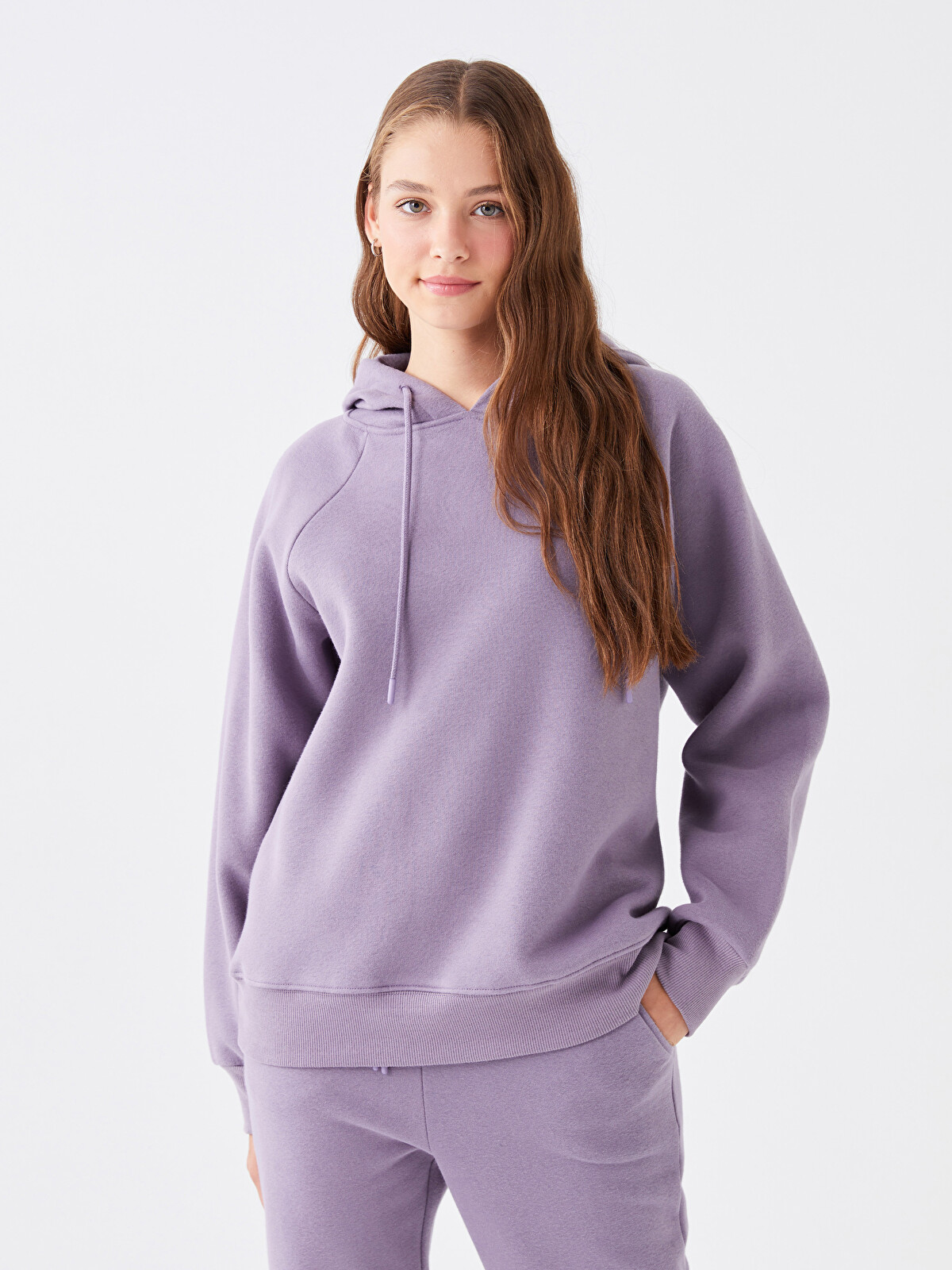 LCW Vision Plain Oversize Women's Thick Hoodie - W3CV56Z8-H9L | LC