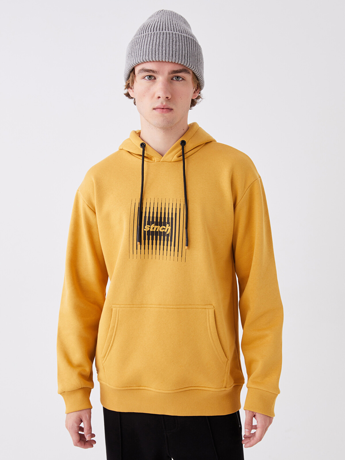XSIDE Long Sleeve Printed Men's Thick Hoodie - W3DB39Z8-GCY | LC XSIDE Long Sleeve Printed Men's Thick Hoodie - W3DB39Z8-GCY | LC