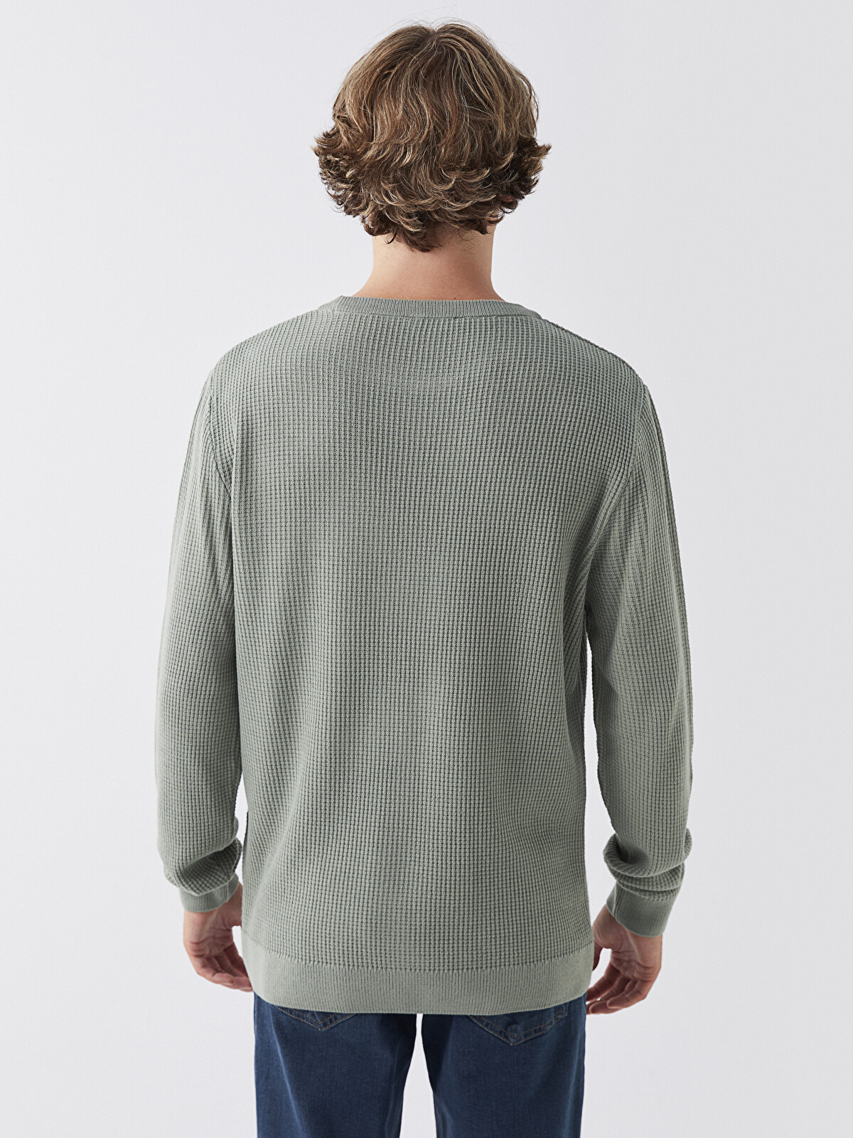 XSIDE Crew Neck Long Sleeve Men's Tricot Sweater - W3DD34Z8-J1Q