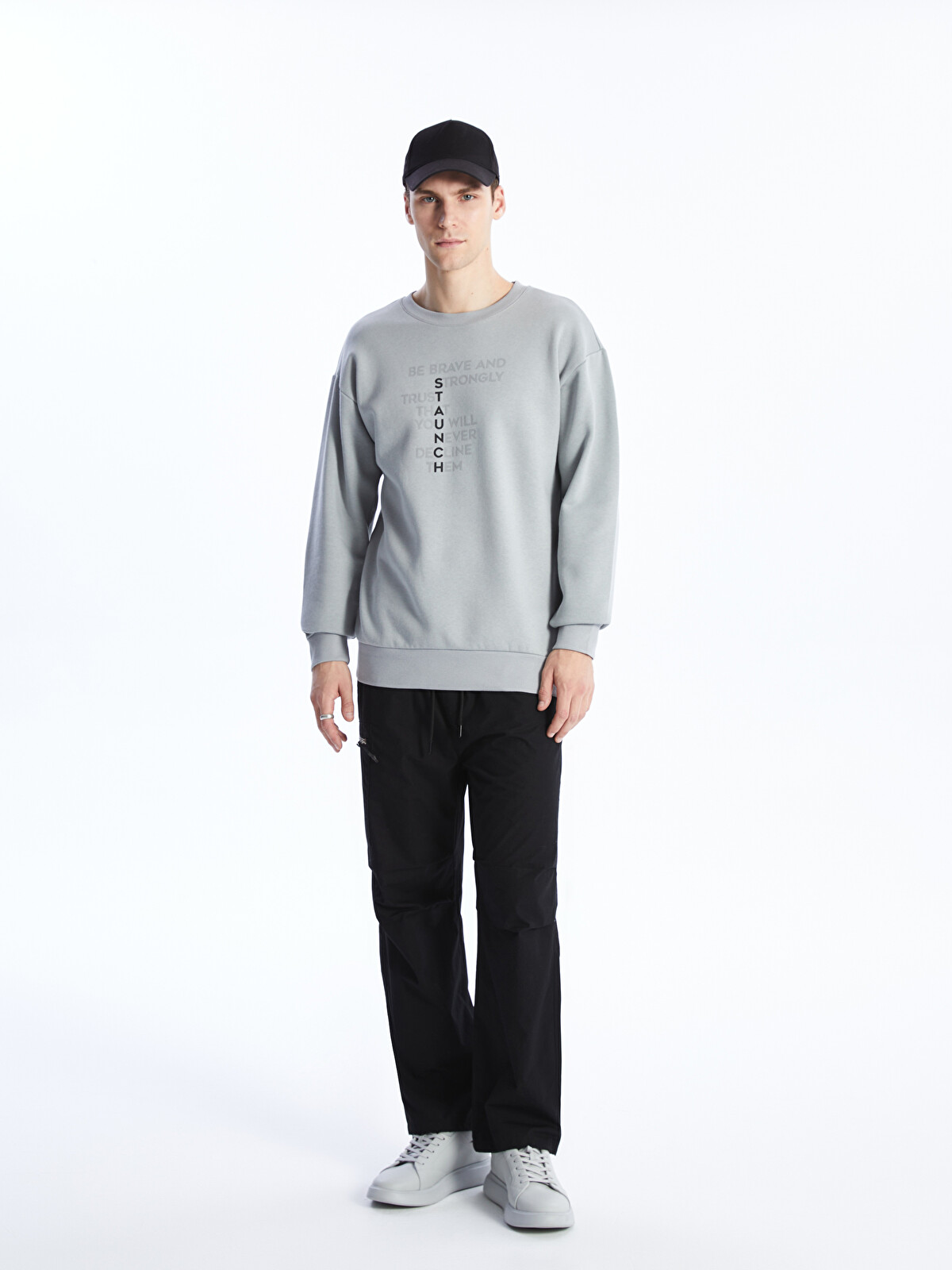 XSIDE Crew Neck Printed Men's Thick Sweatshirt - W3DG36Z8-SM0 | LC