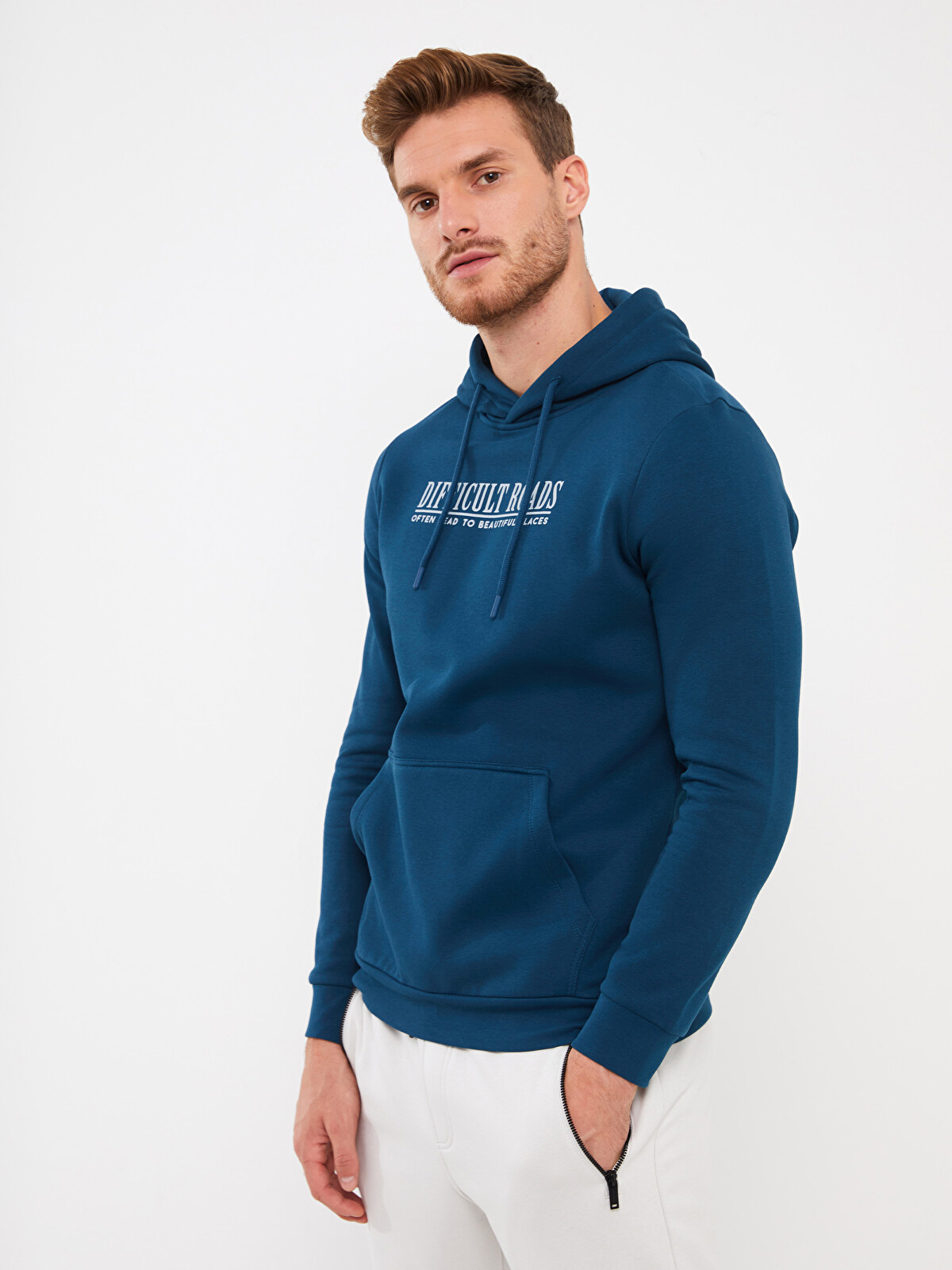 LCWAIKIKI Classic Long Sleeve Printed Men's Thick Hoodie