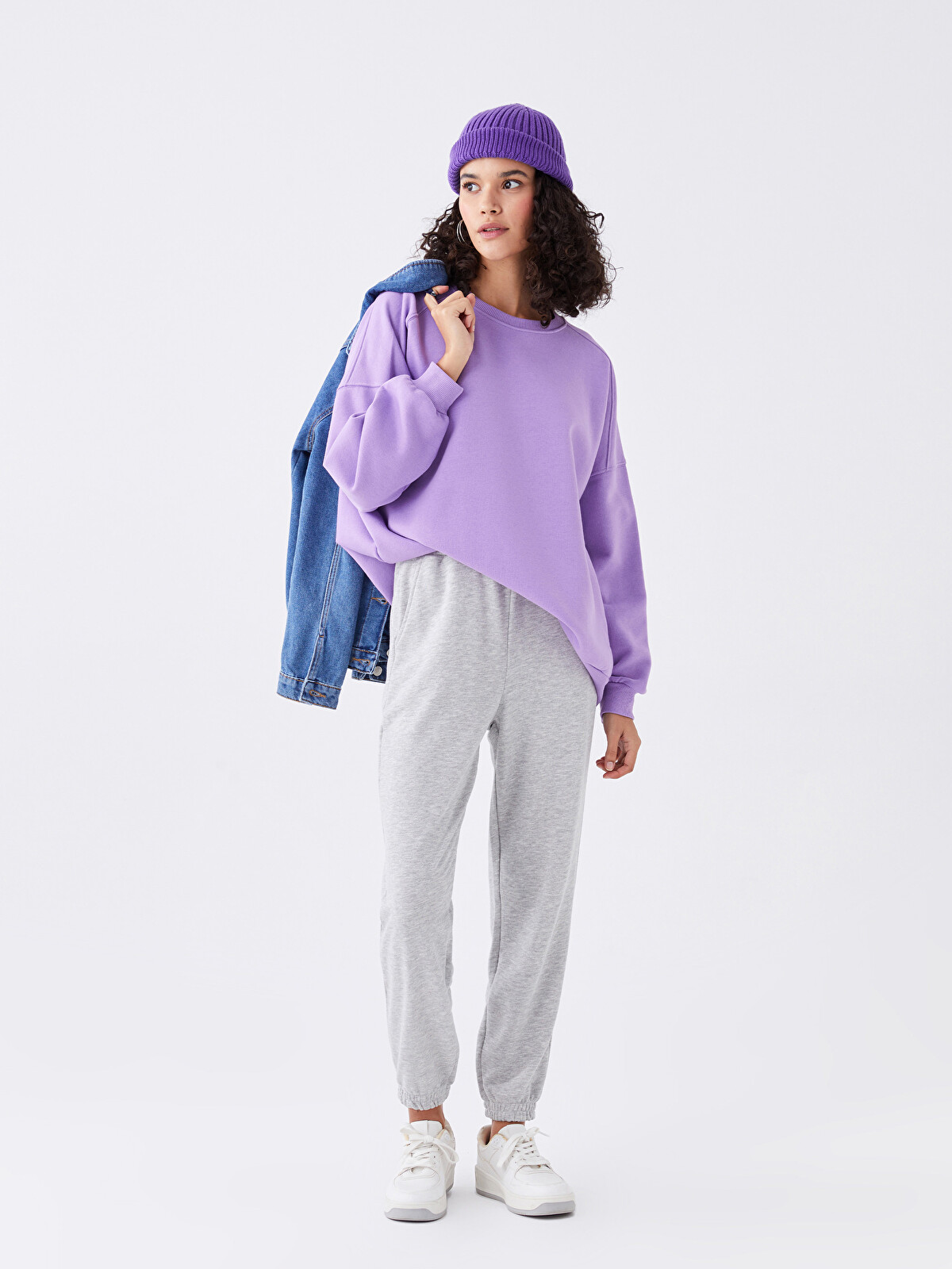 LCW Vision Crew Neck Oversize Women's Thick Sweatshirt - W3GE86Z8
