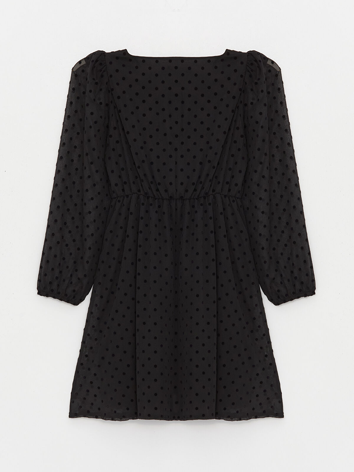 LC Waikiki V-Neck Polka Dot Long Sleeve Chiffon Women's