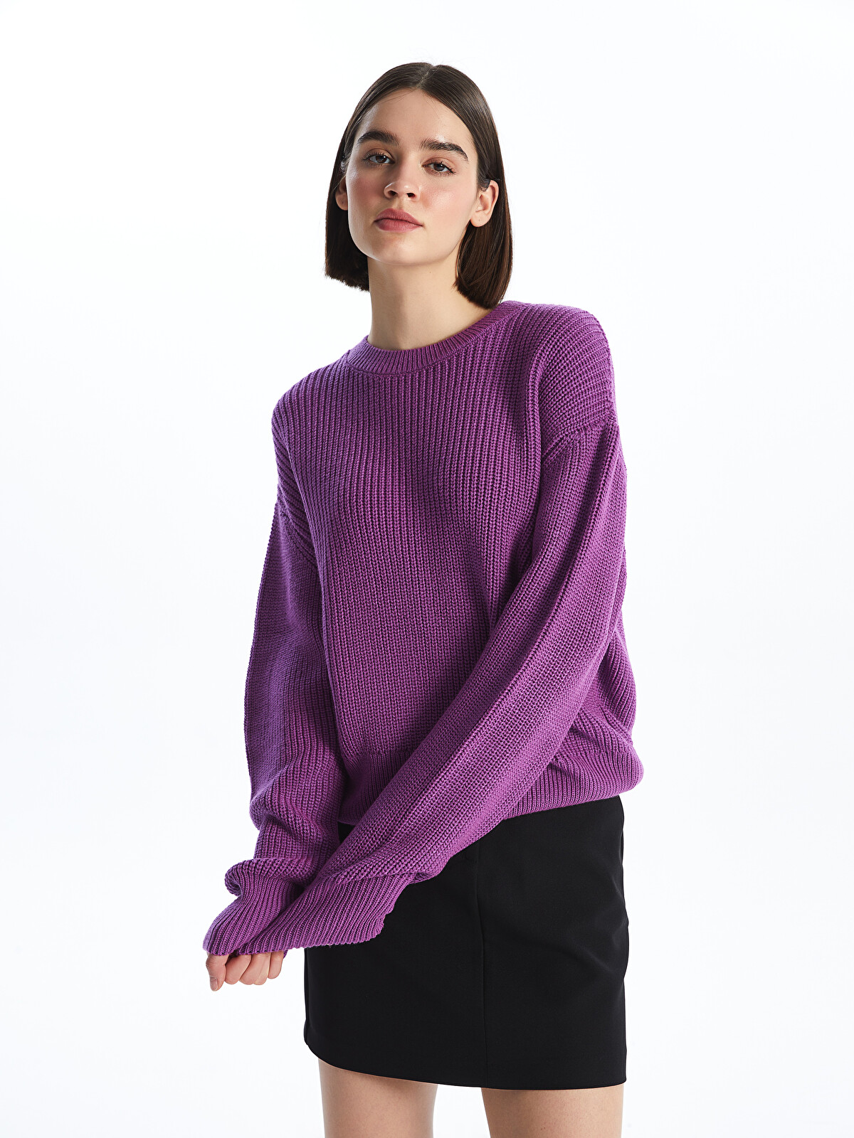 LCW Casual Crew Neck Plain Long Sleeve Women's Knitwear Sweater