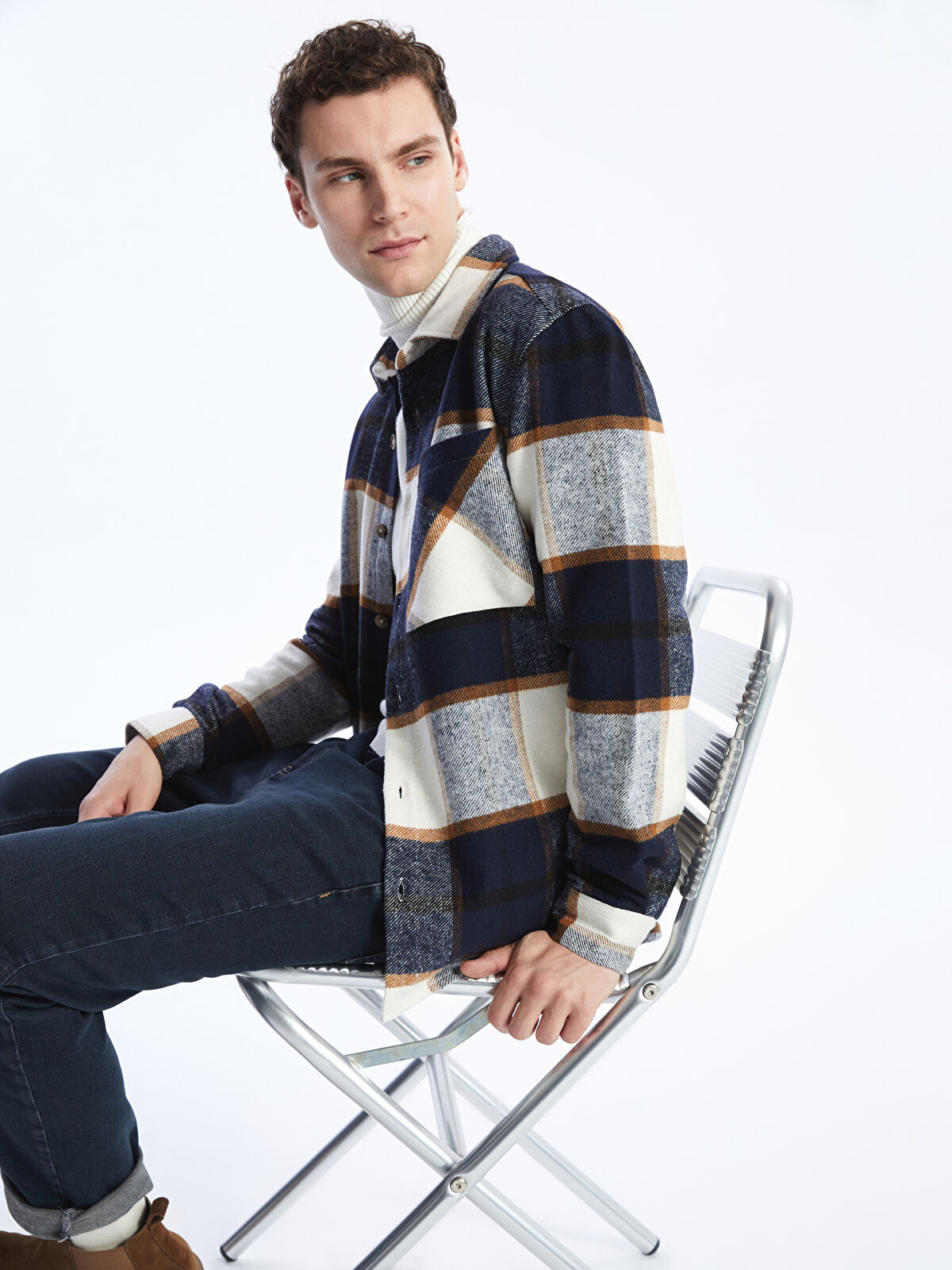 XSIDE Regular Fit Long Sleeve Plaid Men's Flannel Shirt