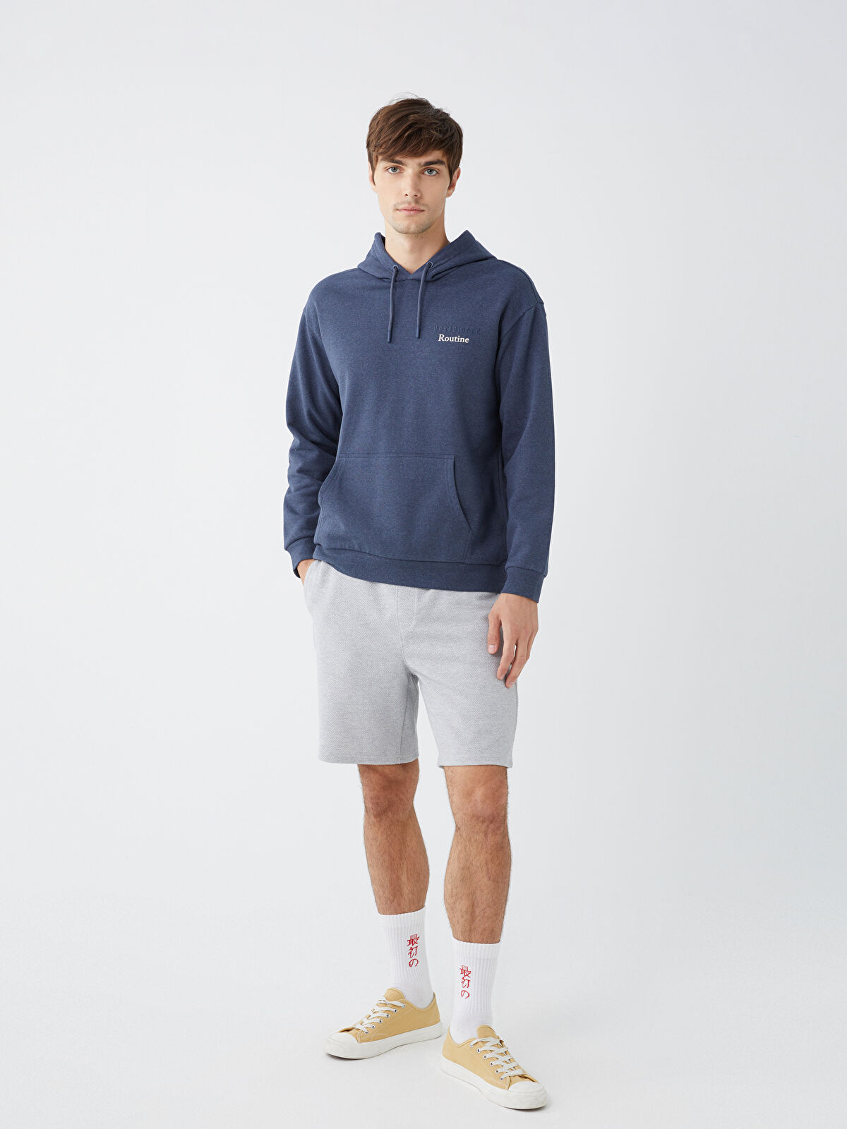 ワイドデザインでハイセンスライトブルーのジャケット XSIDE Long Sleeve Printed Men's Thick Hoodie -W3HB88Z8-J2Y