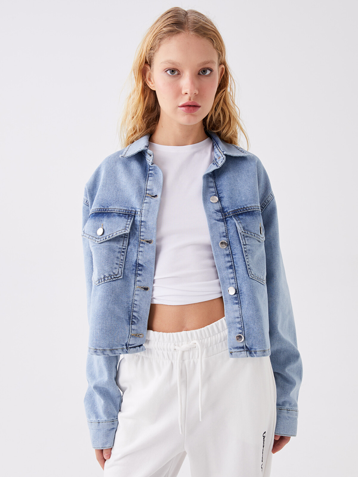 LCW Jeans Джинсовая Рубашка-Куртка Женская Оверсайз - W3HO59Z8-507