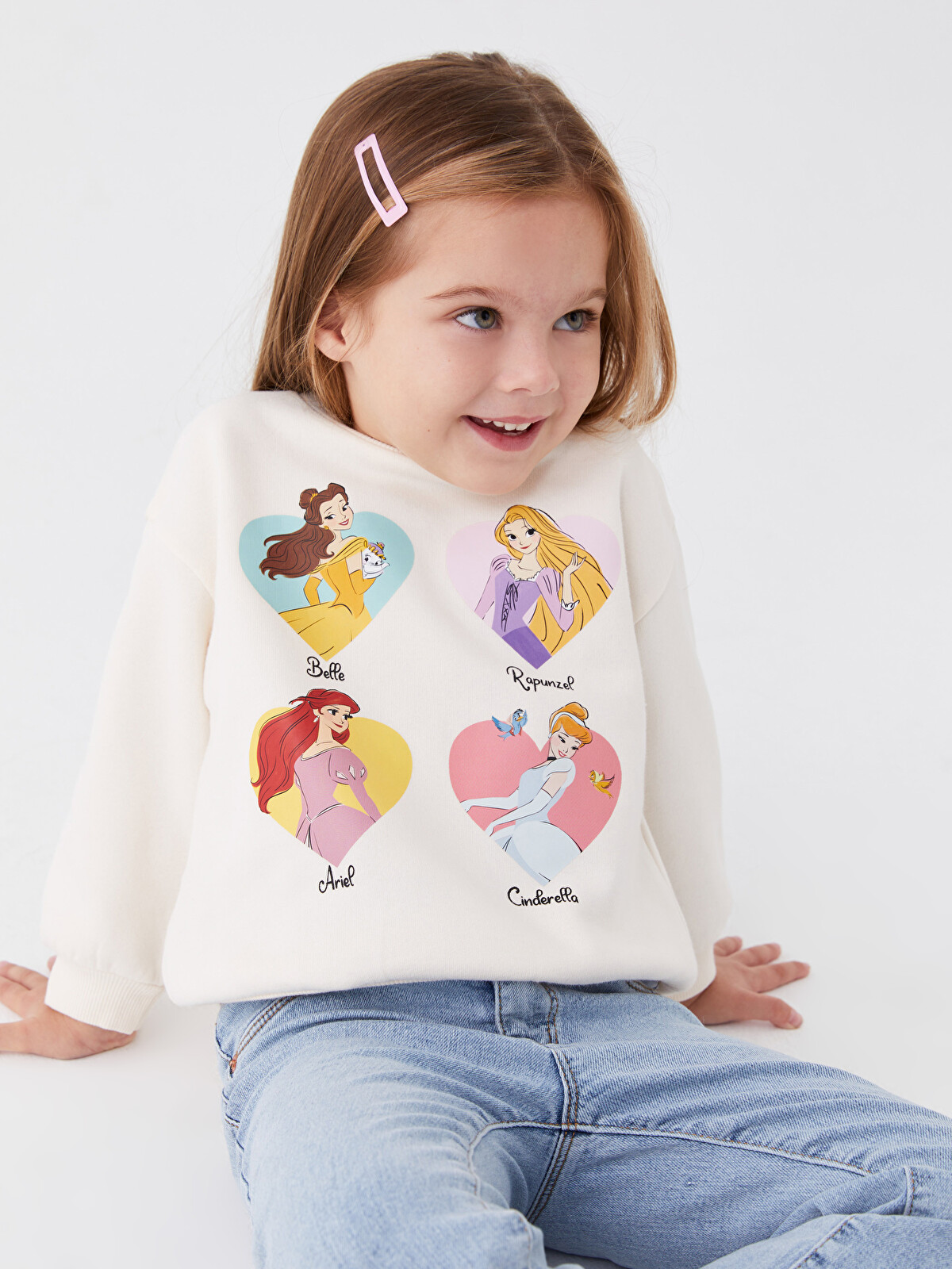 LCW baby Bisiklet Yaka Rapunzel Baskılı Kız Bebek Sweatshirt