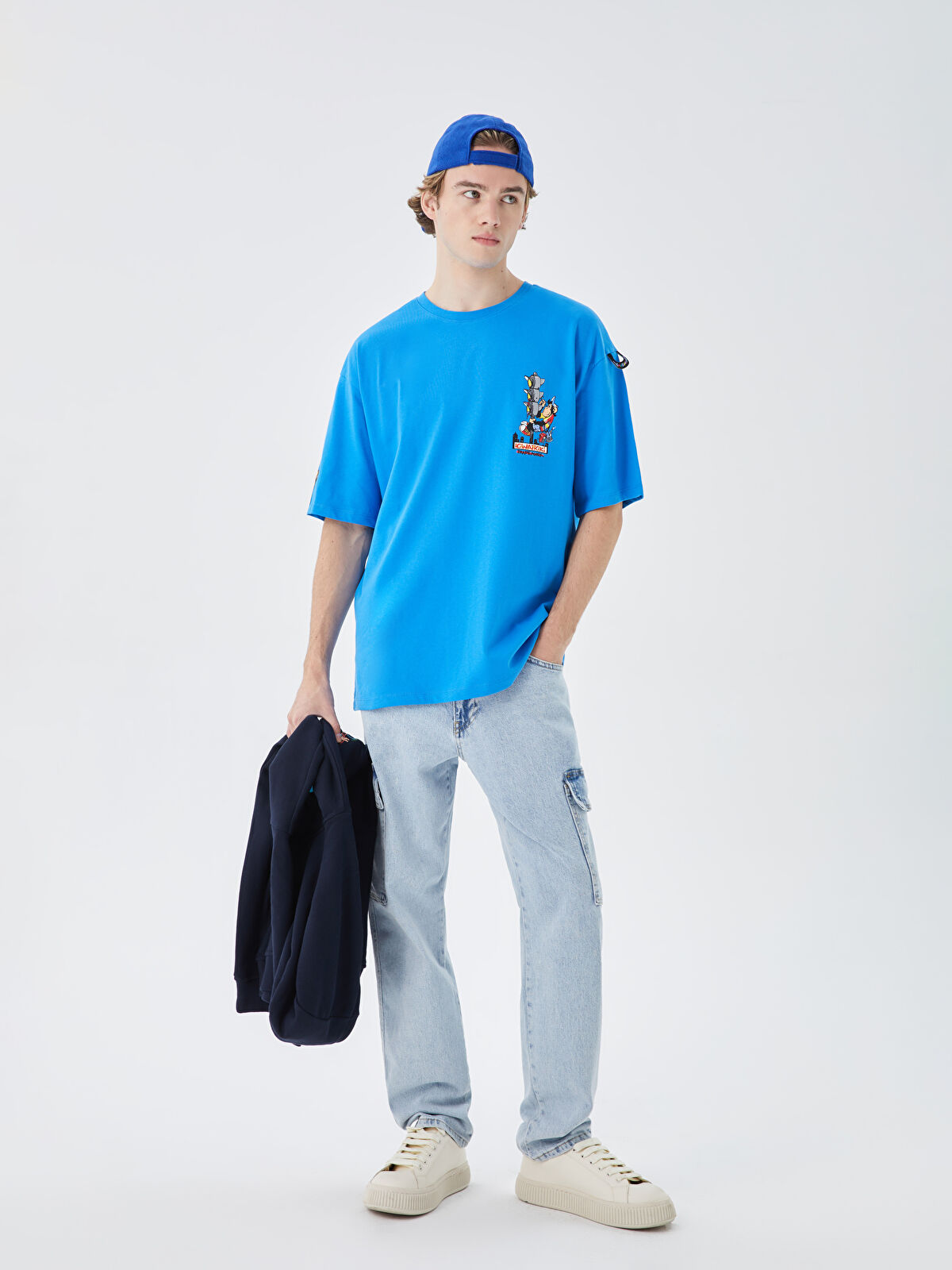 XSIDE Crew Neck Short Sleeve Nostalgic Monkey Printed Combed
