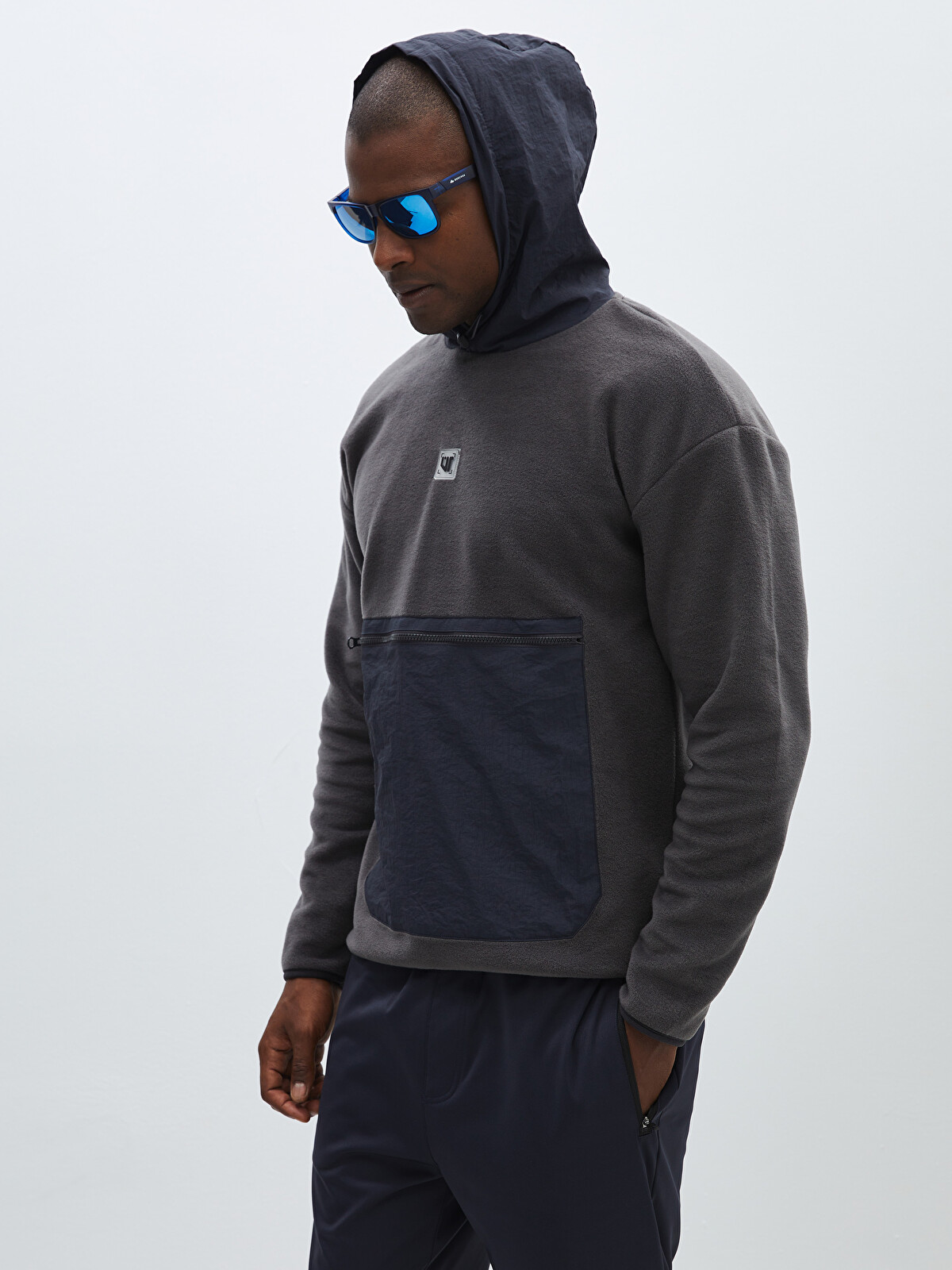 XSIDE ACTIVE Gri Uzun Kollu Polar Erkek Hoodie - W3IR89Z8-LZF | LCW