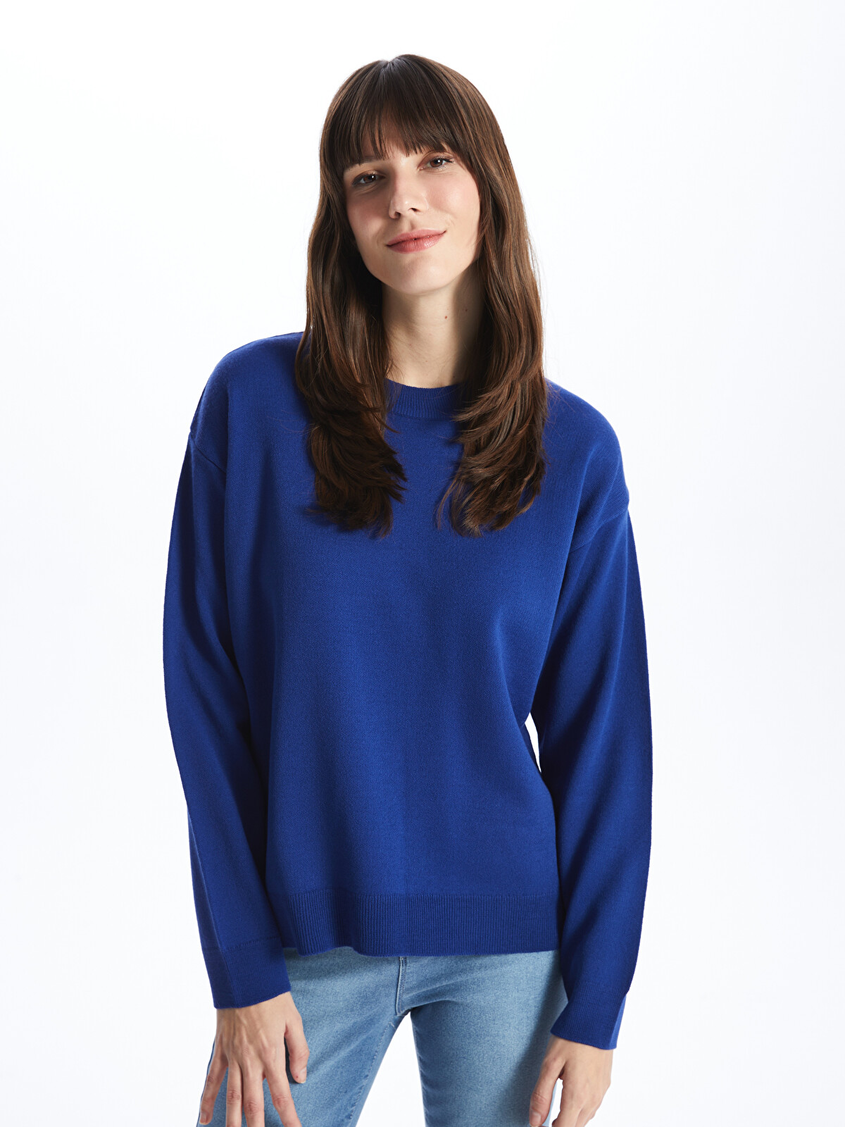 LCWAIKIKI Basic Bisiklet Yaka Oversize Kadın Triko Kazak