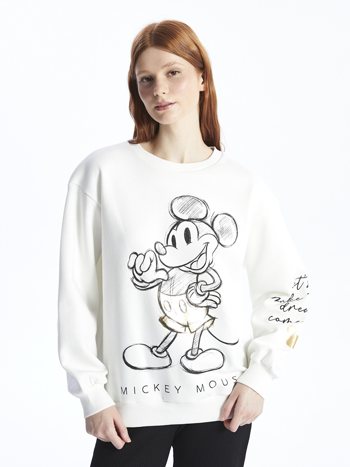 XSIDE Crew Neck Mickey Mouse Printed Women's Thick Sweatshirt