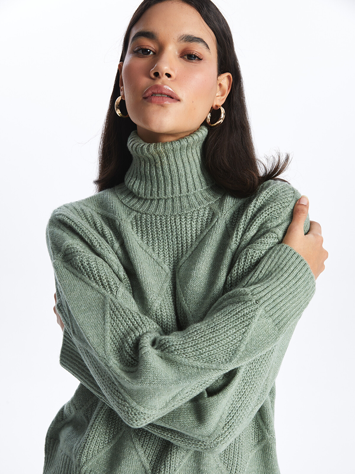 LCW Vision Turtleneck Argyle Pattern Women's Knitwear Sweater