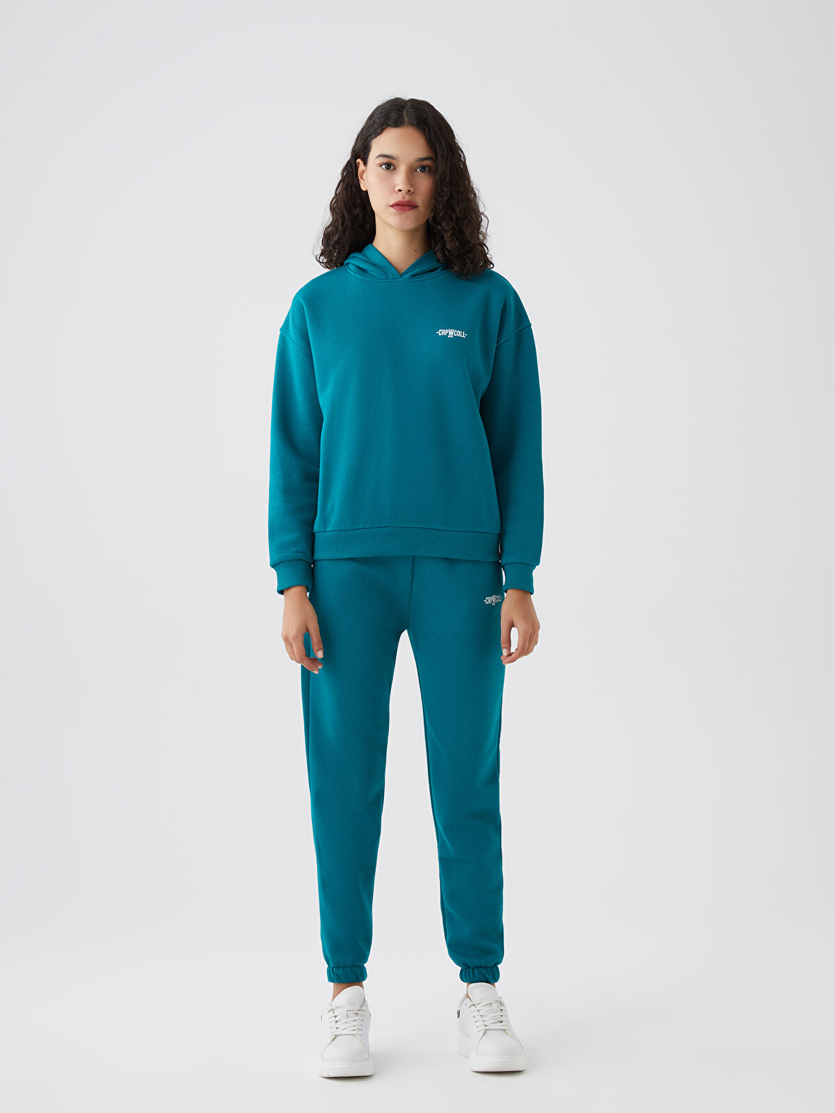 CALİMERA MODA Petrol 3 İplik Baskılı Standart & Regular Kadın