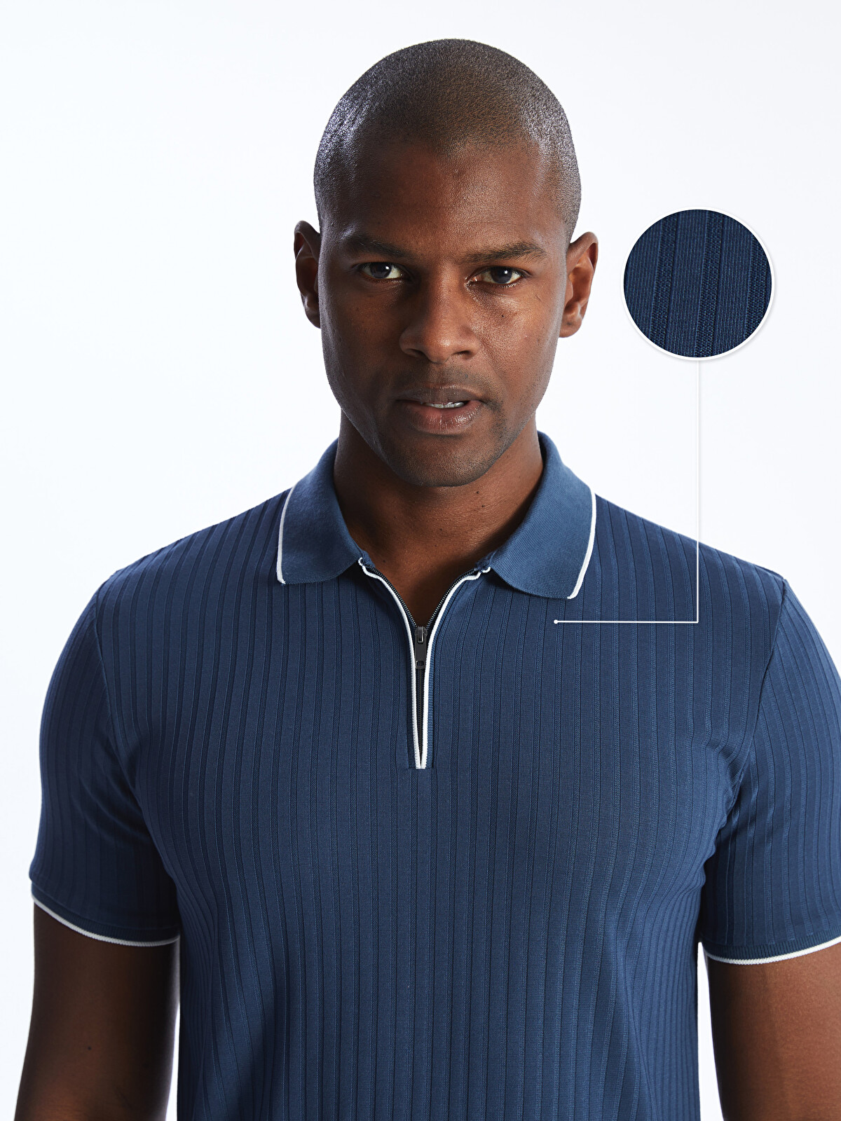 【新品未使用】COYSEIO ドッキングブラウス ネイビー LCW Vision Polo Neck Short Sleeve Men's Textured T-Shirt