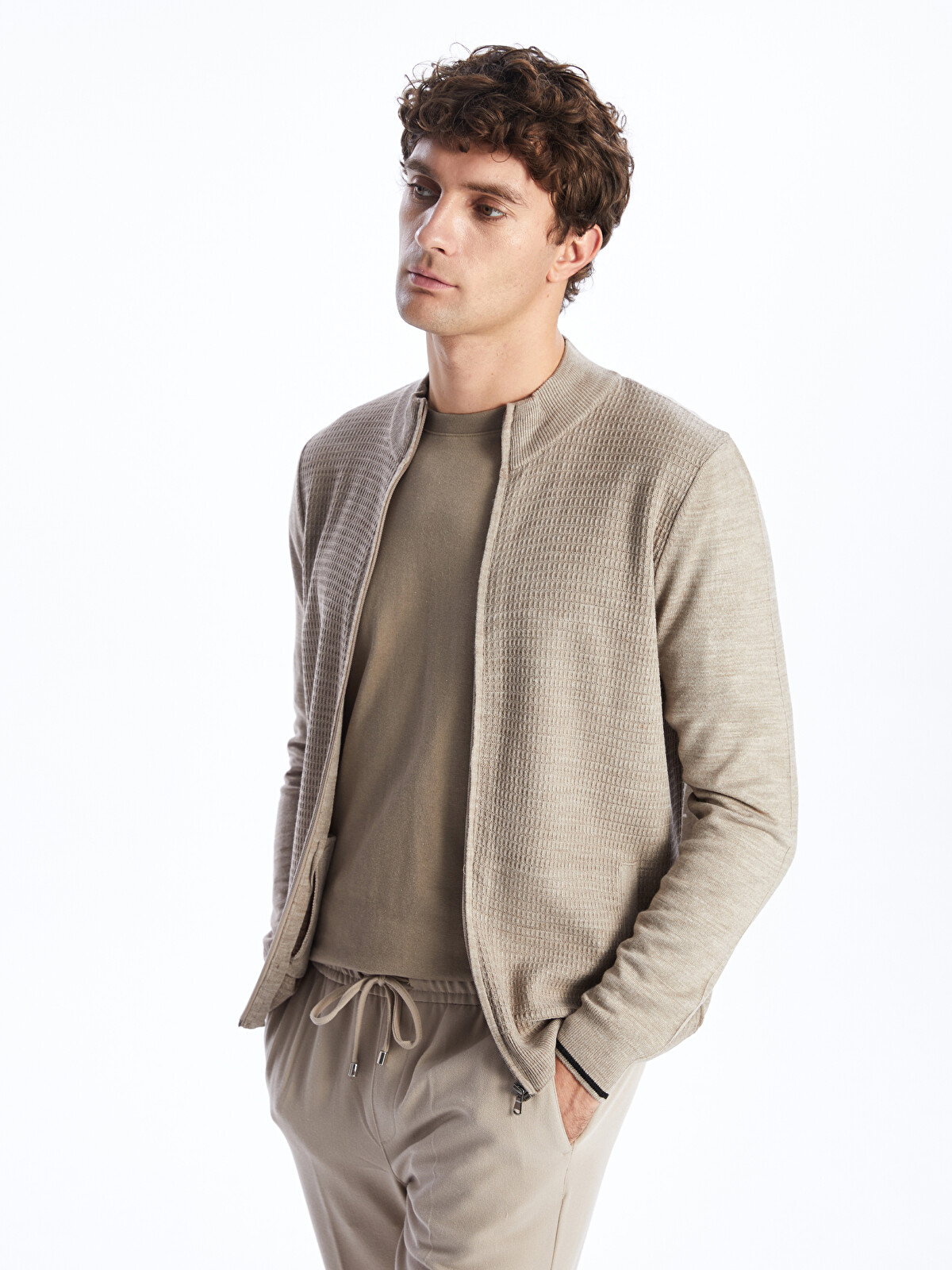 LCWAIKIKI Classic Regular Fit Funnel Neck Men's Knit Cardigan