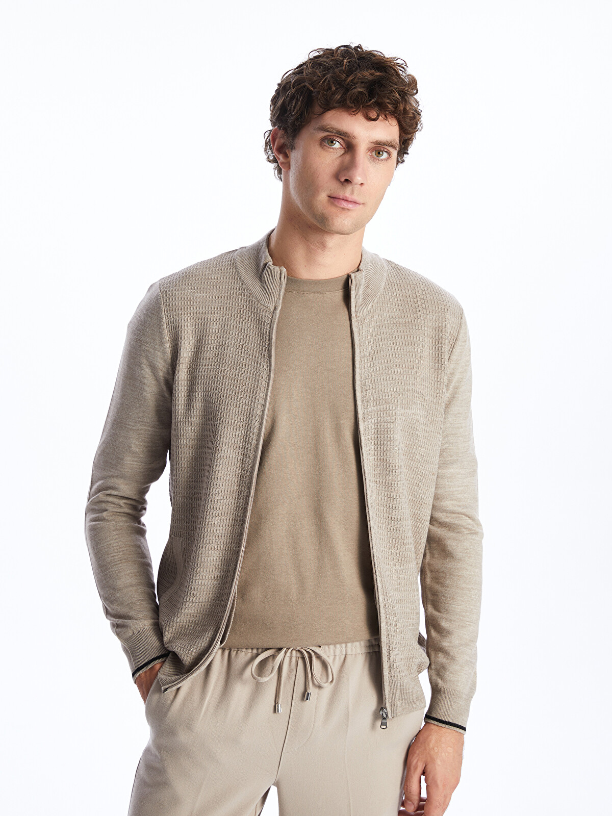 LCWAIKIKI Classic Regular Fit Funnel Neck Men's Knit Cardigan