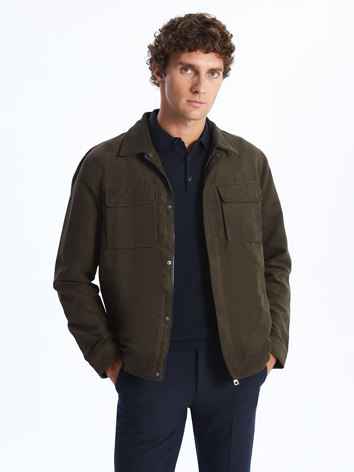 SOUTHBLUE Standard Fit Collared Neck Suede Men's Coat - S40433Z8