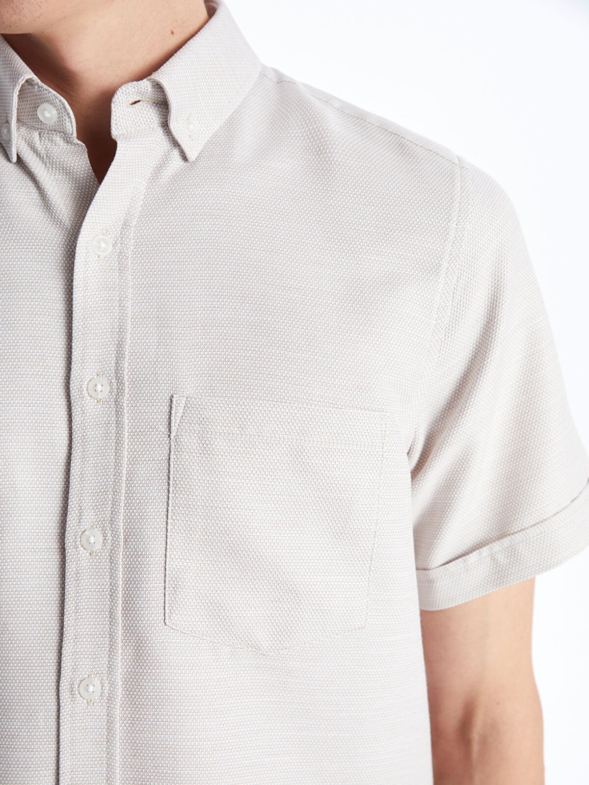 Regular Fit Men's Short Sleeve Dobby Shirt -S41086Z8-GWB