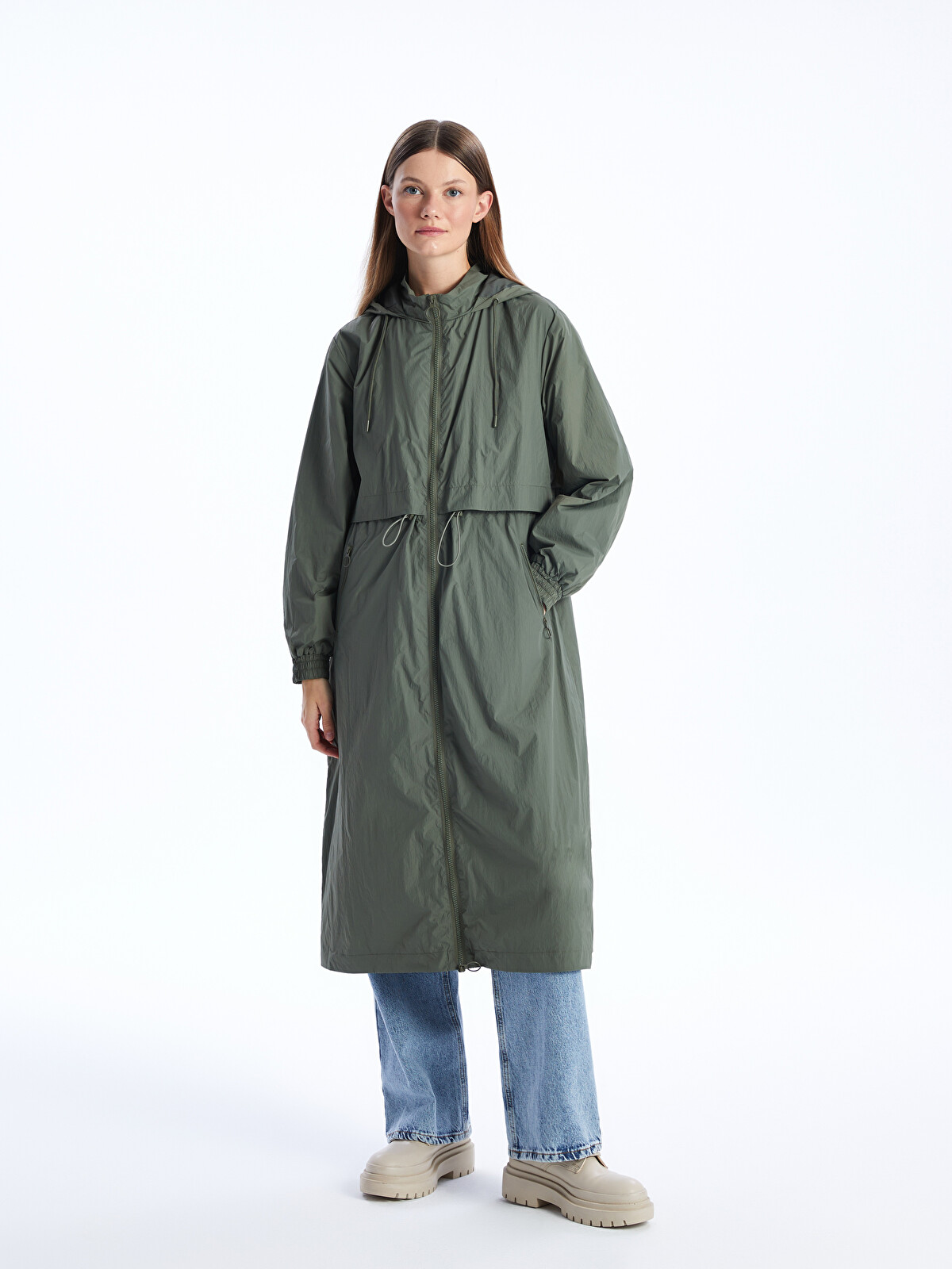 LCW Modest Kadın Kapüşonlu Düz Yağmurluk - S41147Z8-H4A | LCW