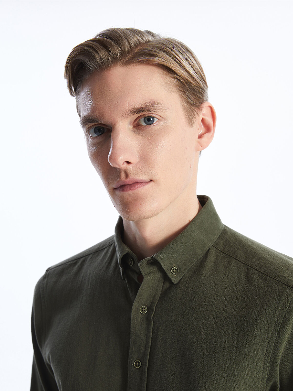 イームズ　Side Shell   青　オリジナル SOUTHBLUE Slim Fit Long Sleeve Men's Shirt -S41621Z8-SXQ