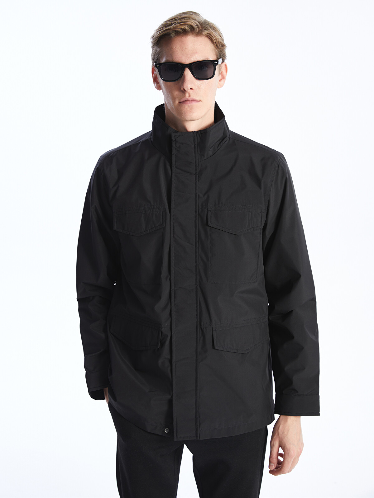 真紀 SOUTHBLUE Siyah Standart Kalıp Dik Yaka Erkek Mont - S42154Z8-CVL