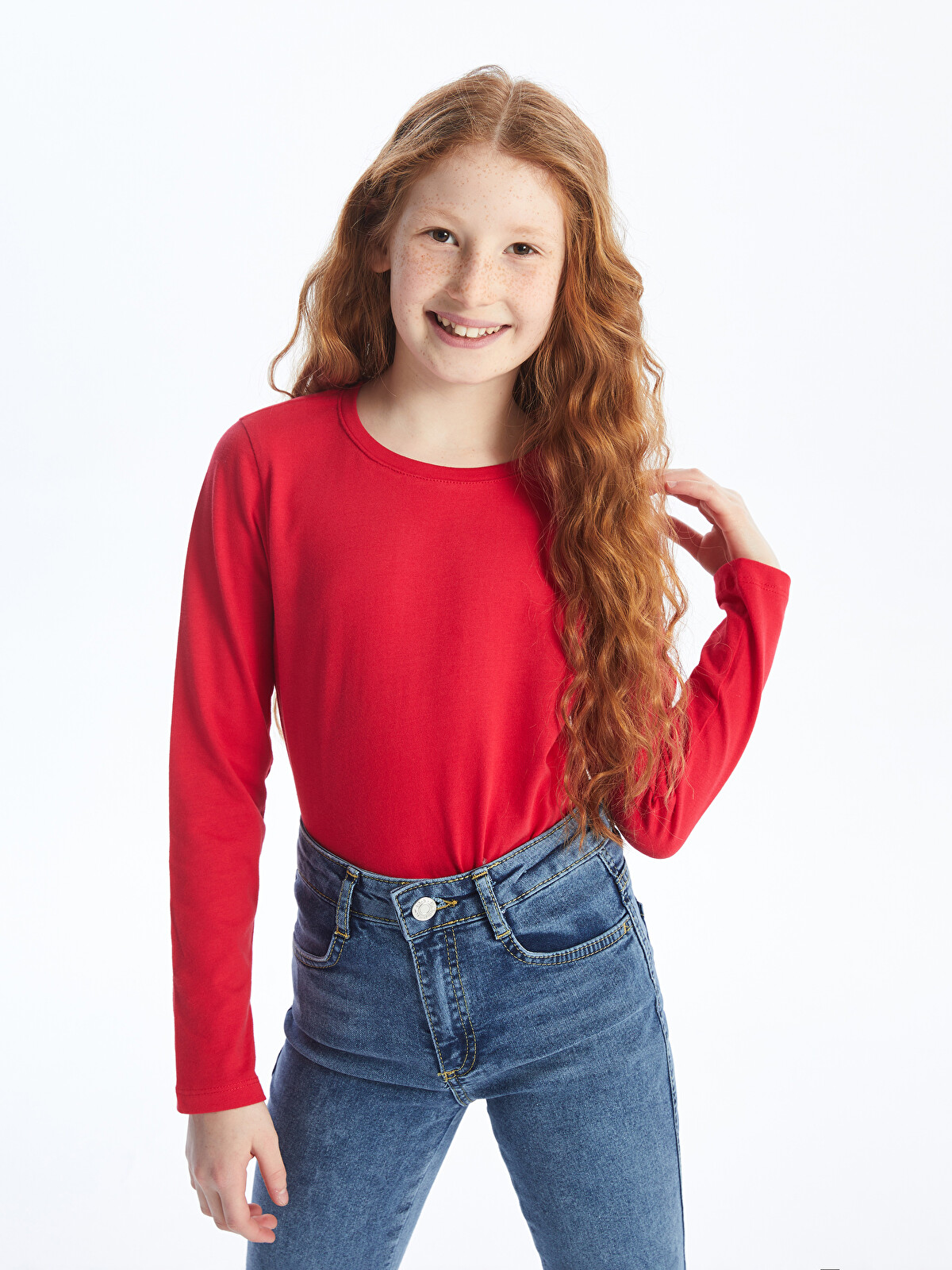 LCW Kids Crew Neck Basic Long Sleeve Girls' T-shirt - S42366Z4-H1T