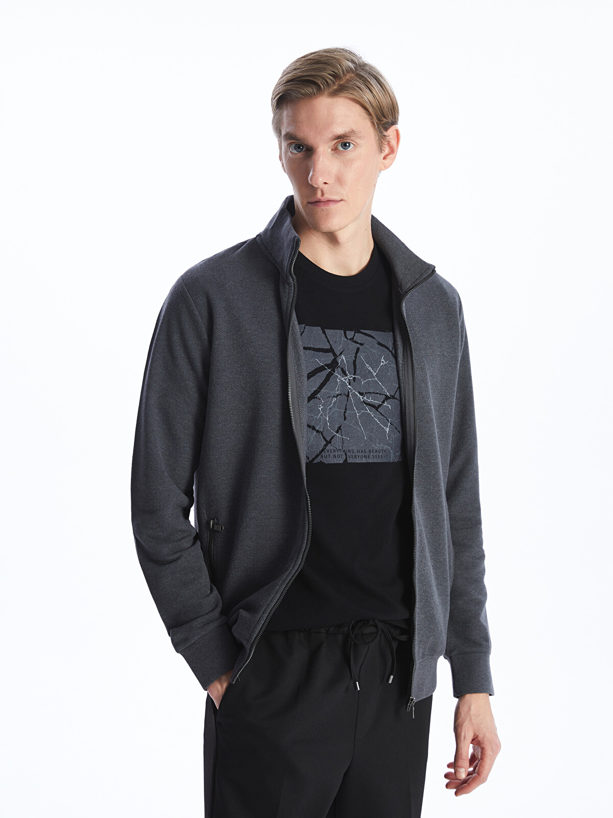 22351ttp様 LCWAIKIKI Classic Funnel Neck Long Sleeve Men's Zip-up Sweatshirt